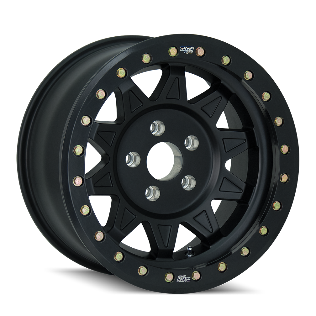 Dirty Life 15"x7" Non-Chrome Matte Black w/Simulated Ring Custom Wheel ARSWCW930257101MB