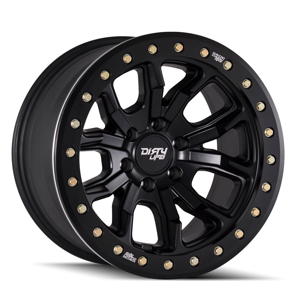 Dirty Life 17"x9" Non-Chrome Matte Black w/Simulated Ring Custom Wheel ARSWCW93037983MB38