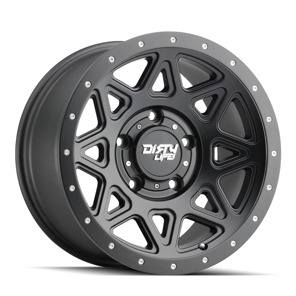 Dirty Life 20"x9" Non-Chrome Matte Black w/Simulated Ring Custom Wheel ARSWCW93052983MB