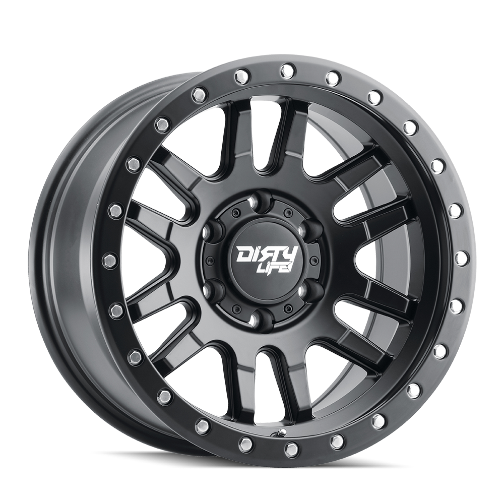 Dirty Life 17"x9" Non-Chrome Matte Black w/Simulated Ring Custom Wheel ARSWCW93097983MB0