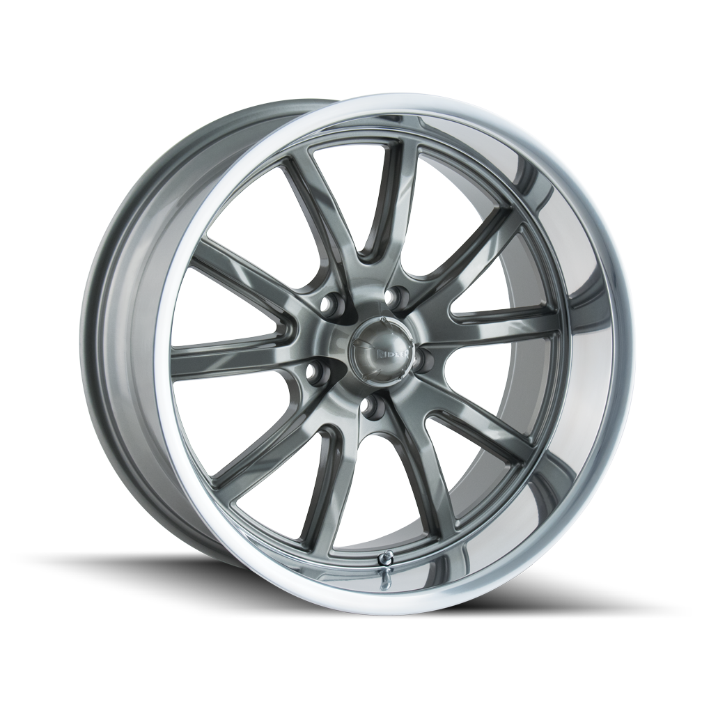 Ridler 17"x7" Non-Chrome Grey/Polished Lip Custom Wheel ARSWCW6507773G