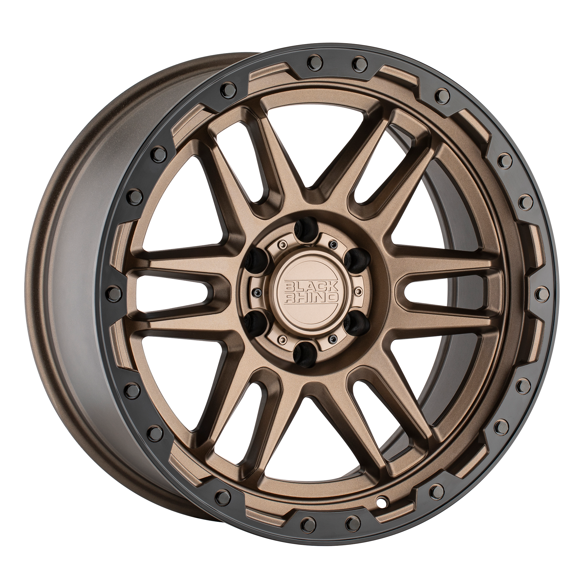 Black Rhino 18"x9" Non-Chrome Matte Bronze with Black Ring and Black Bolts Custom Wheel ARSWCW1890APC86140Z12