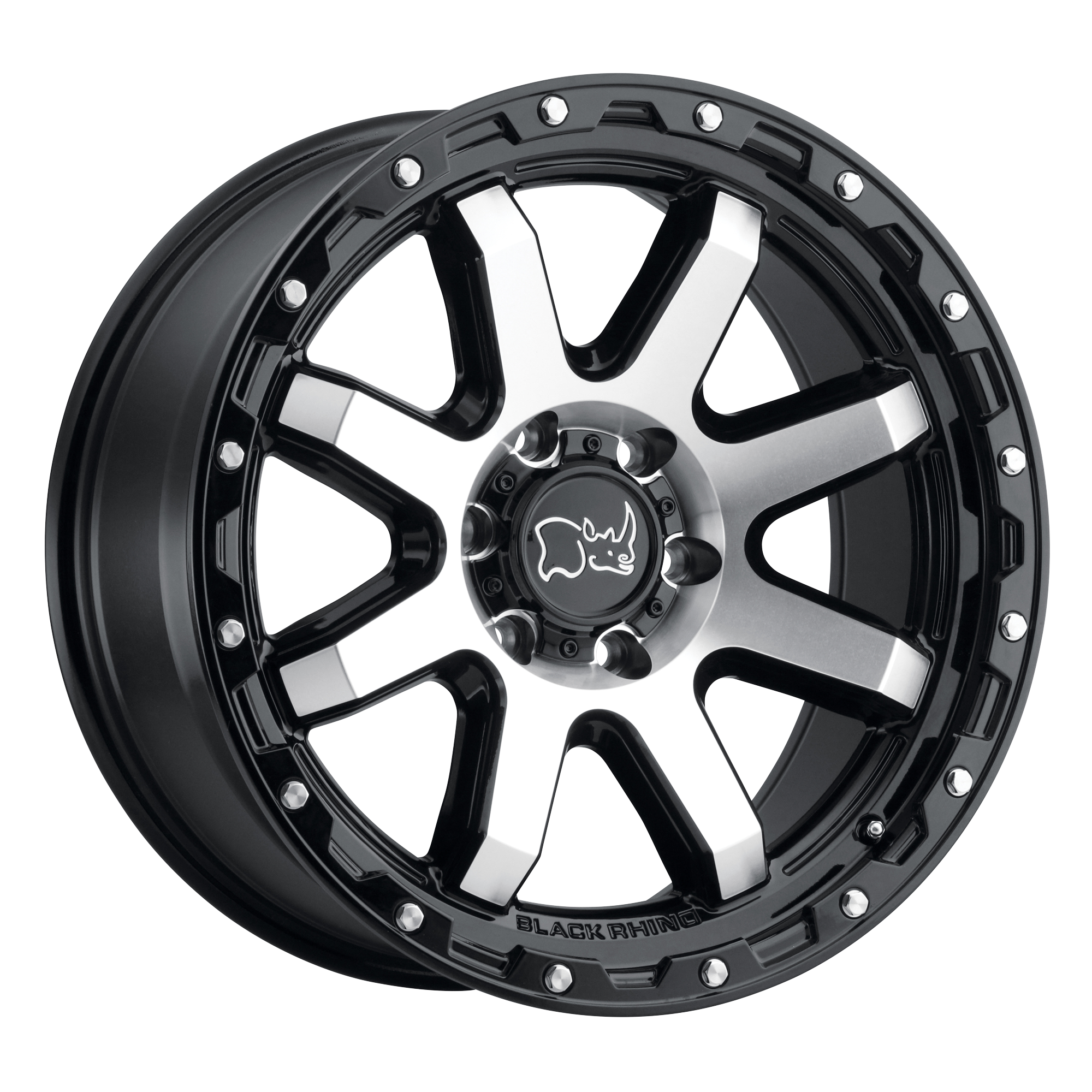 Black Rhino 20"x9" Non-Chrome Gloss Black with Machined Face and Stainless Bolts Custom Wheel ARSWCW2090CYT126135B87