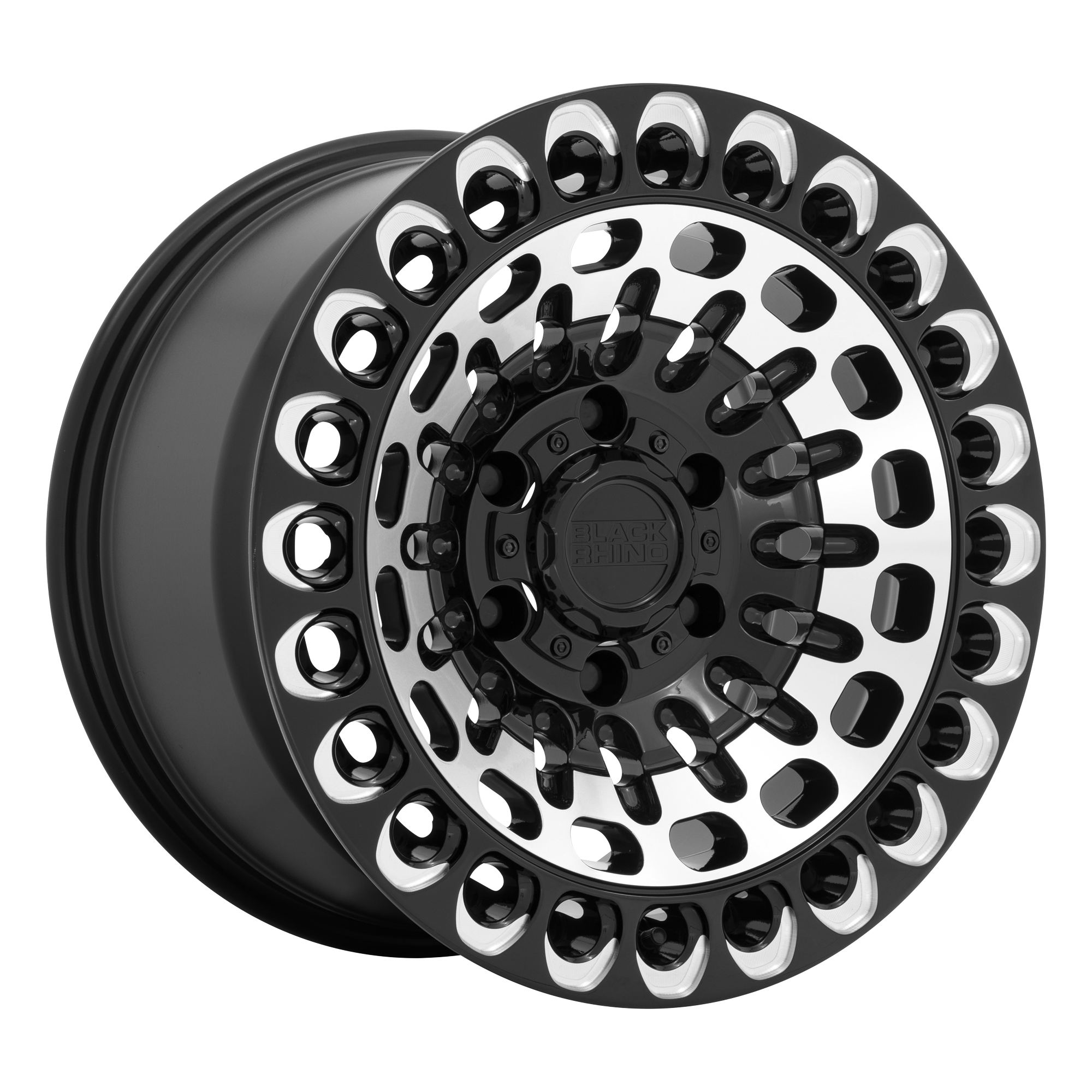 Black Rhino 17"x9.5" Non-Chrome Gloss Black with Machined Face and Milling Custom Wheel ARSWCW1795LBY86140B12