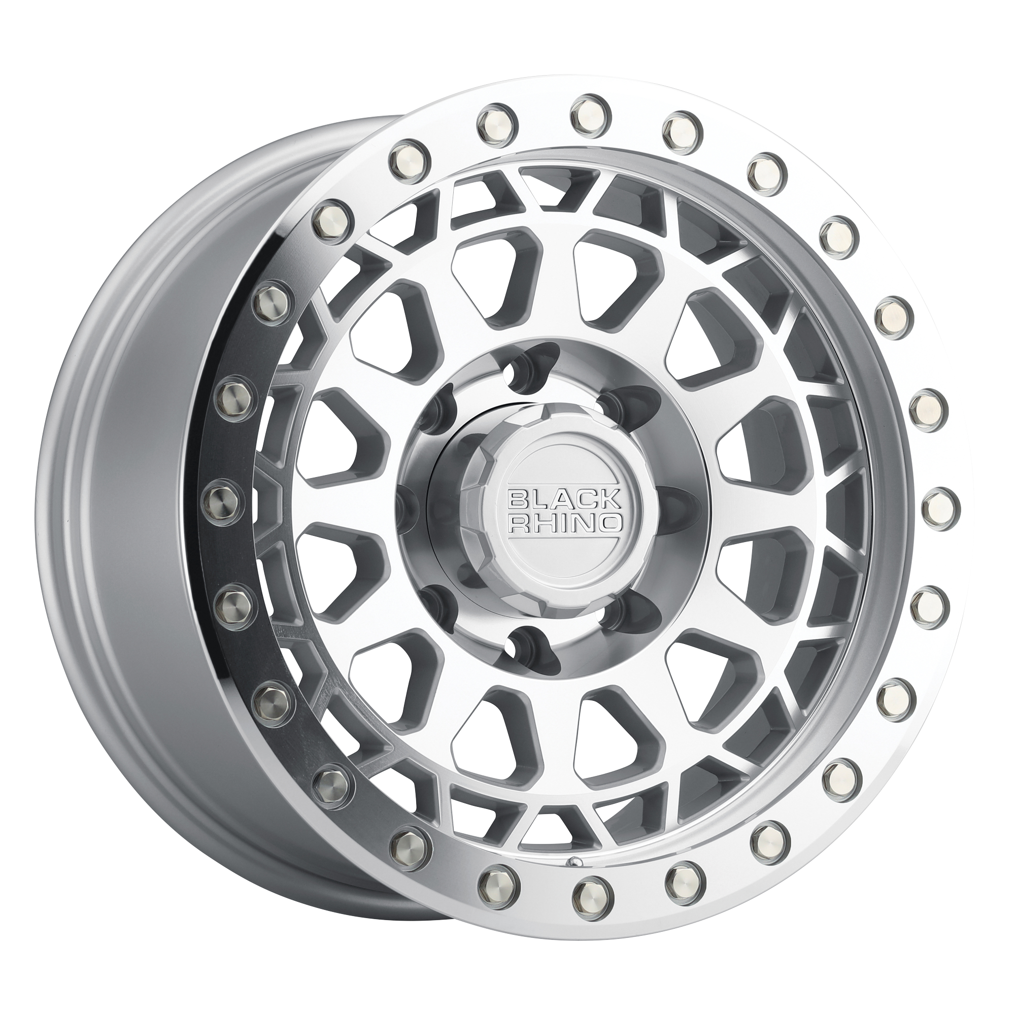 Black Rhino 17"x8.5" Non-Chrome Silver with Mirror Face and Machined Ring Custom Wheel ARSWCW1785PRM006140S12