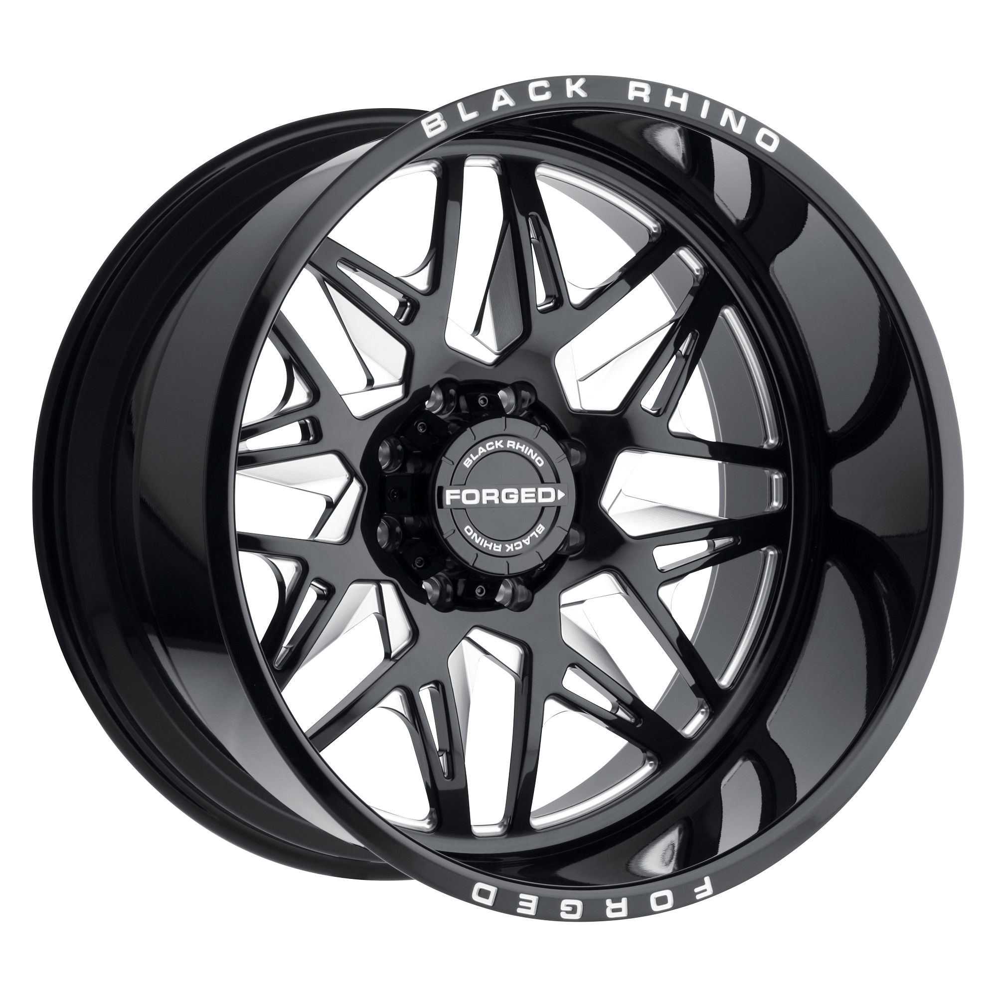 Black Rhino 22"x14" Non-Chrome Gloss Black with Milled Spokes Directional Custom Wheel ARSWCW2214TWS68165B22L