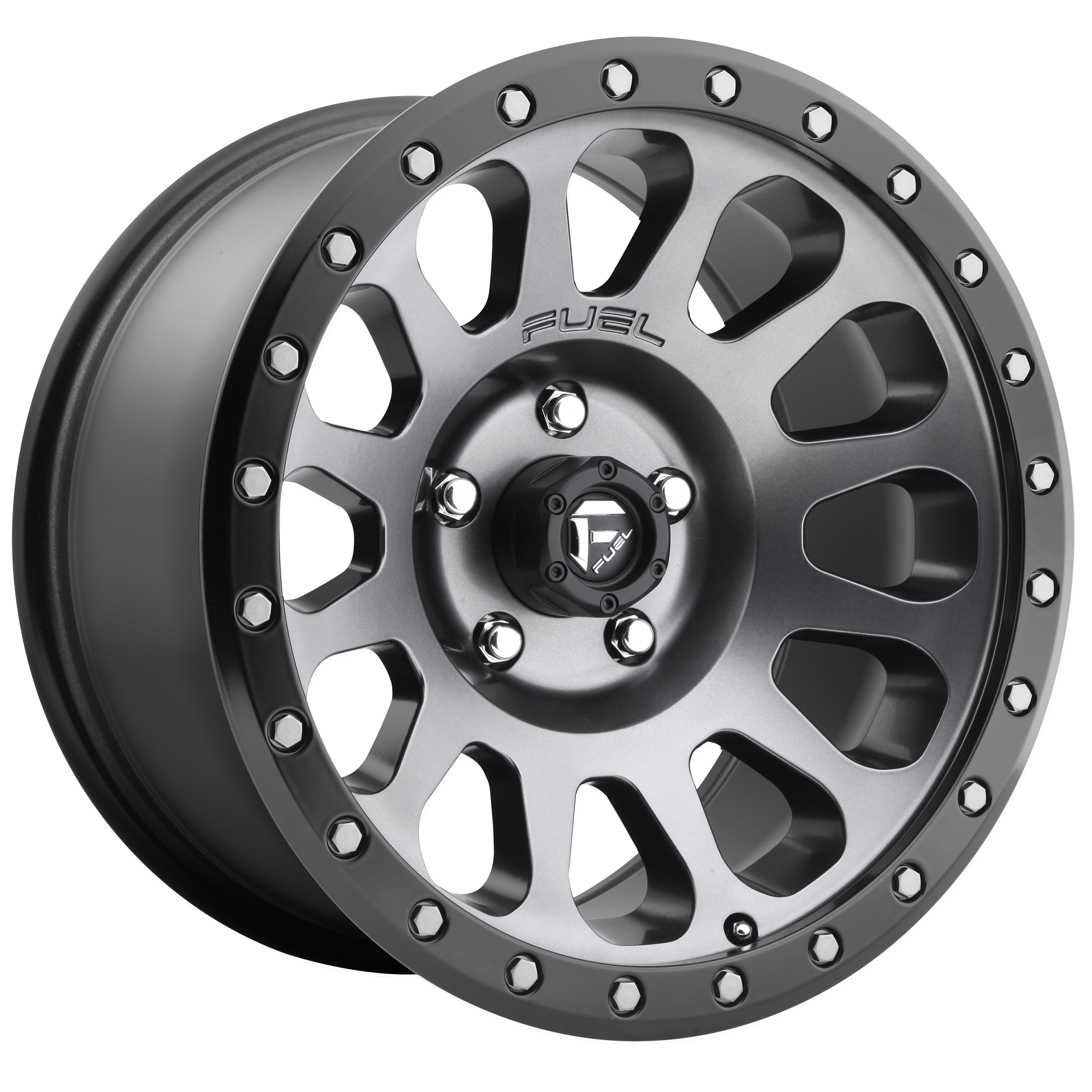 Fuel 17"x8.5" Non-Chrome Matte Gunmetal Black Bead Ring Custom Wheel ARSWCWD6011785A355