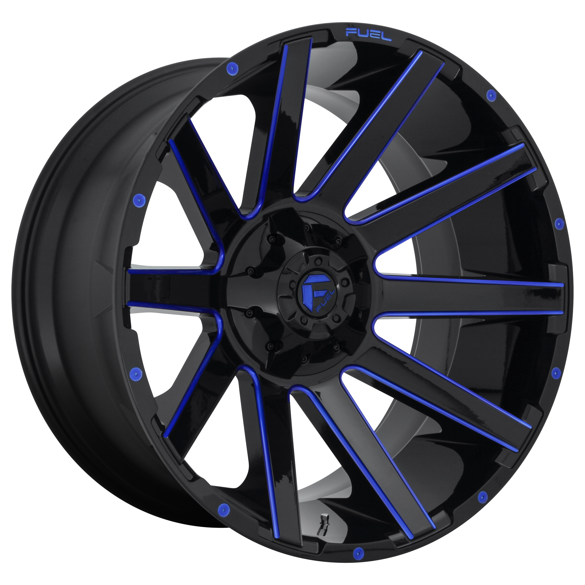 Fuel 24"x12" Non-Chrome Gloss Black Blue Tinted Clear Custom Wheel ARSWCWD64424205747