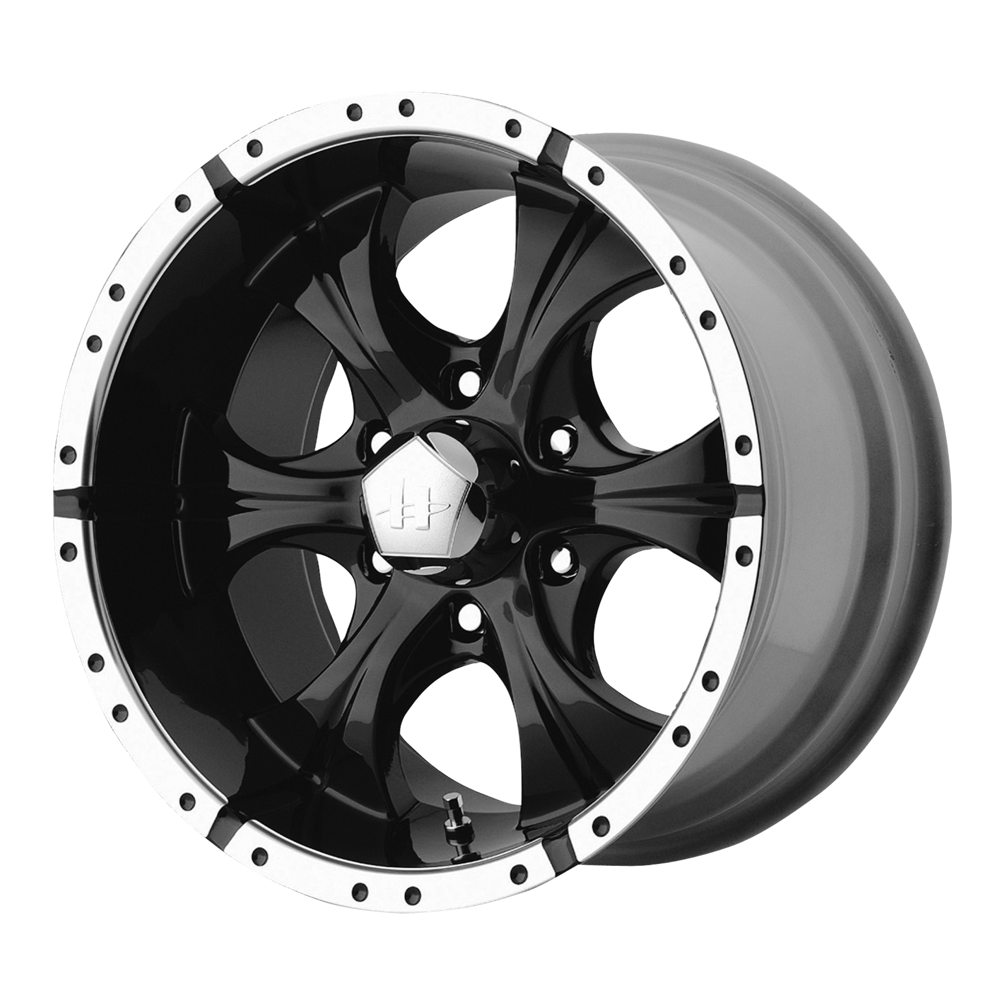 Helo 15"x8" Non-Chrome Gloss Black Machined Custom Wheel ARSWCWHE7915850312