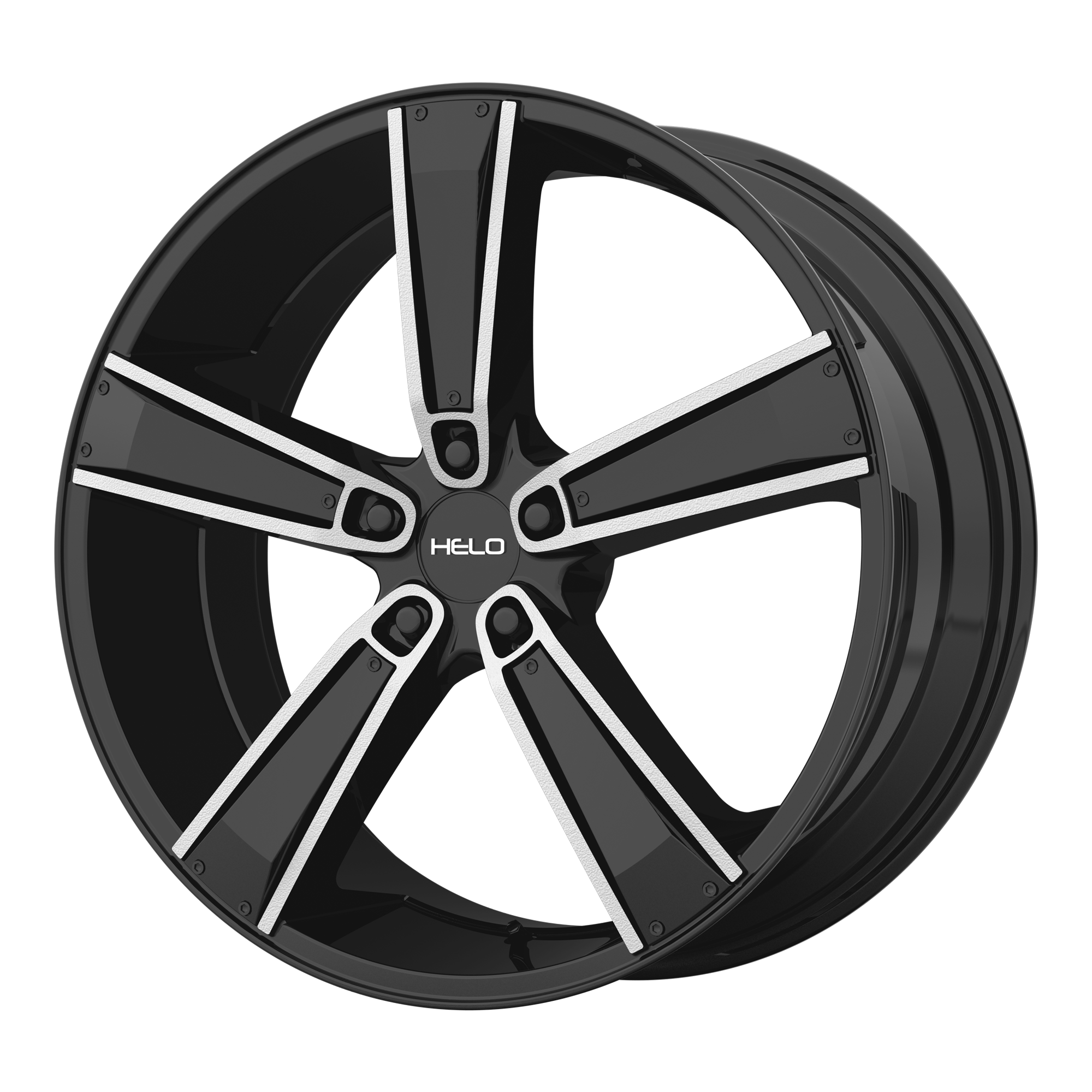 Helo 17"x7" Non-Chrome Satin Black Machined with Gloss Black and Chrome Inserts Custom Wheel ARSWCWHE89977012538