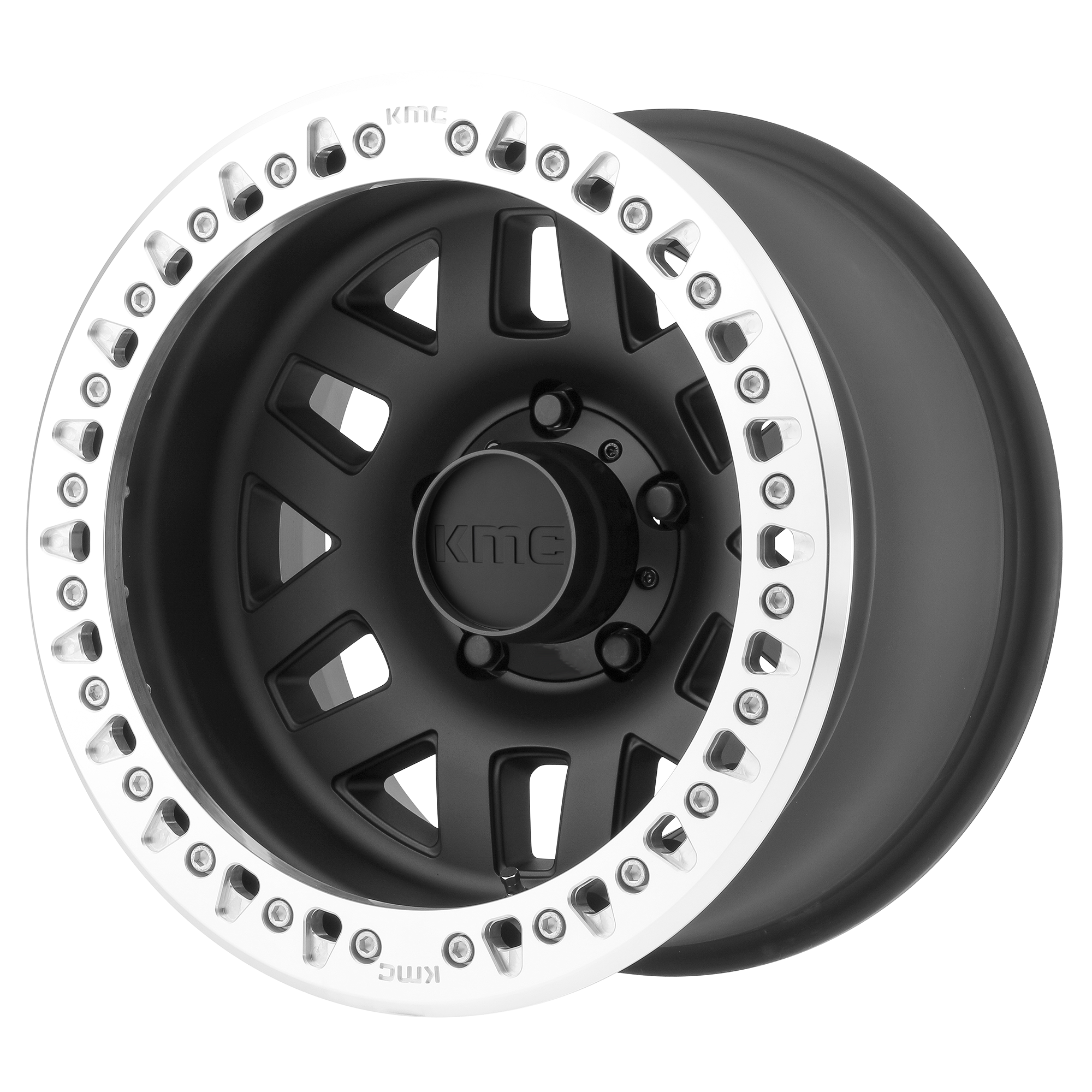 KMC 17"x9" Non-Chrome Satin Black Machined Bead Ring Custom Wheel ARSWCWKM22979080738N