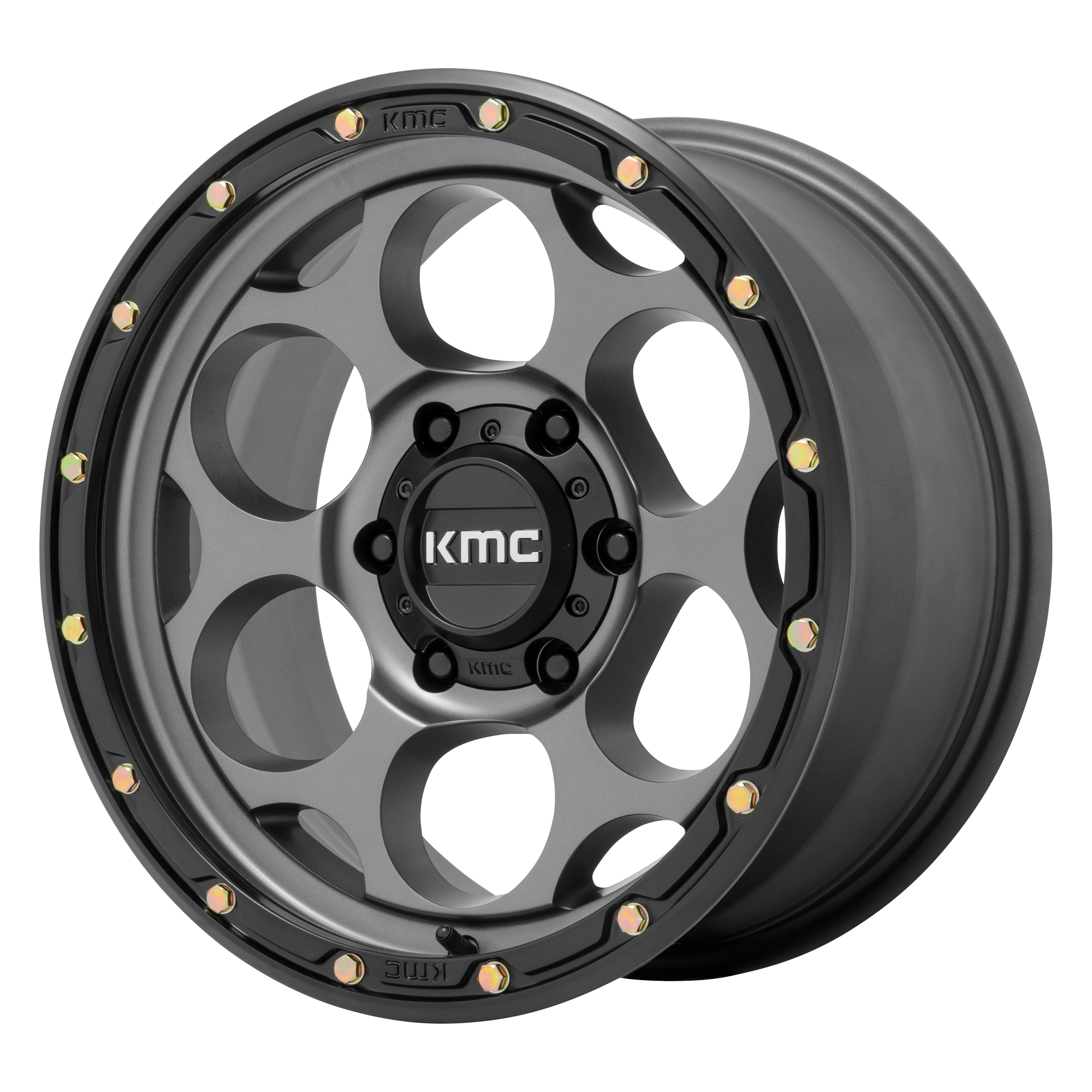 KMC 17"x8.5" Non-Chrome Satin Gray With Black Lip Custom Wheel ARSWCWKM54178550918