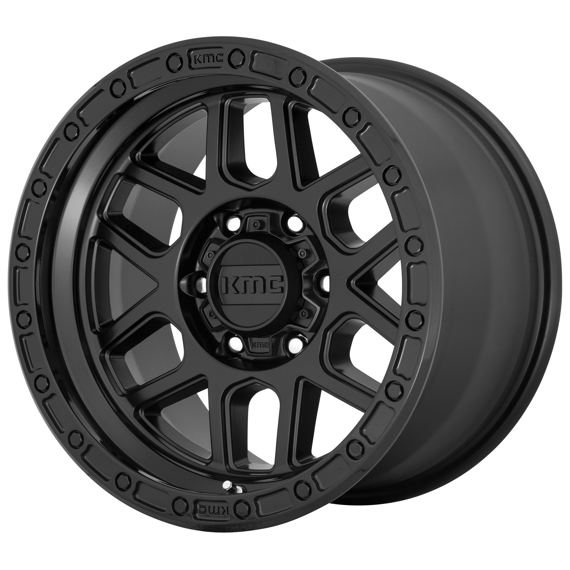 KMC 17"x9" Non-Chrome Satin Black With Gloss Black Lip Custom Wheel ARSWCWKM54479050718