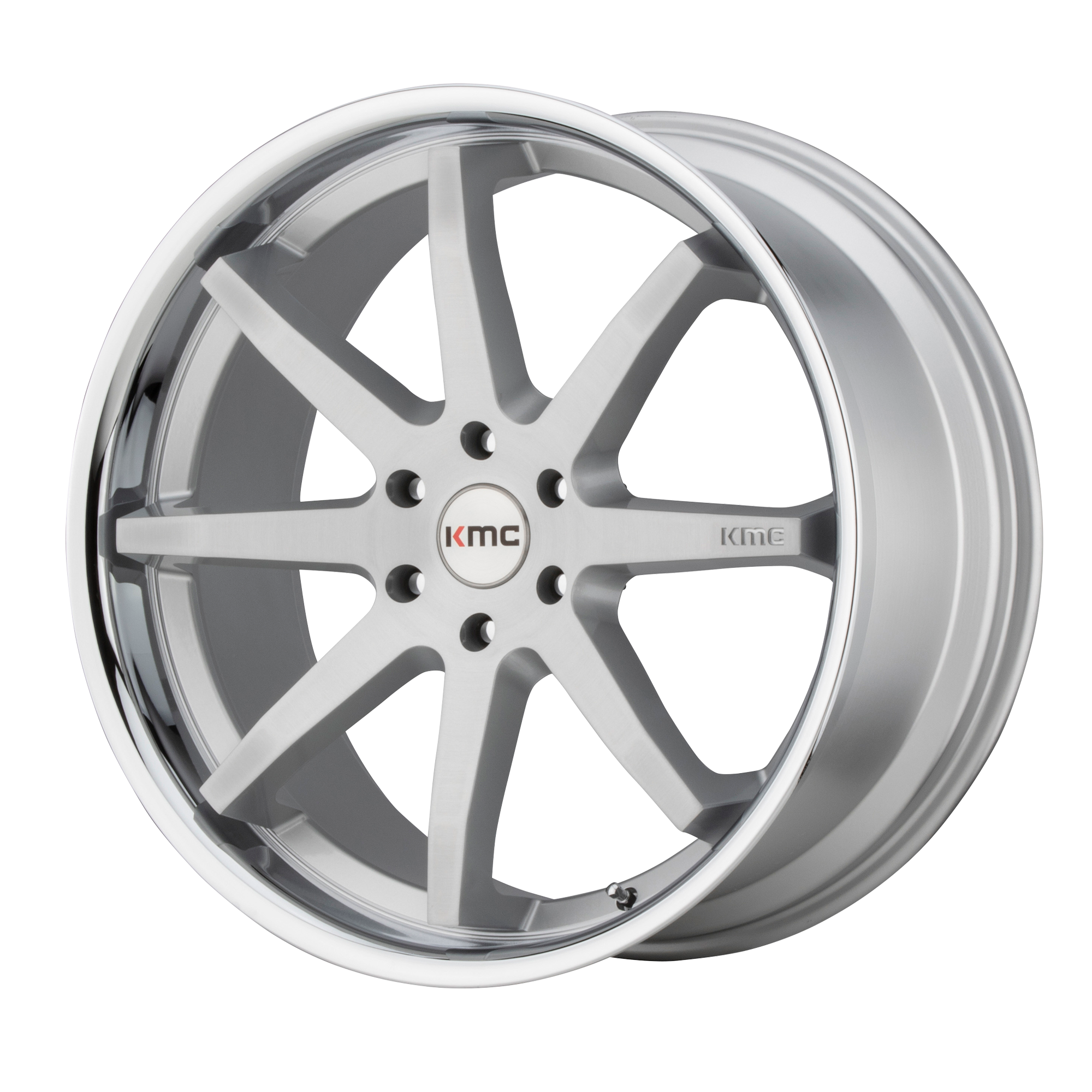 KMC 22"x9.5" Non-Chrome Brushed Silver Chrome Lip Custom Wheel ARSWCWKM71522952430