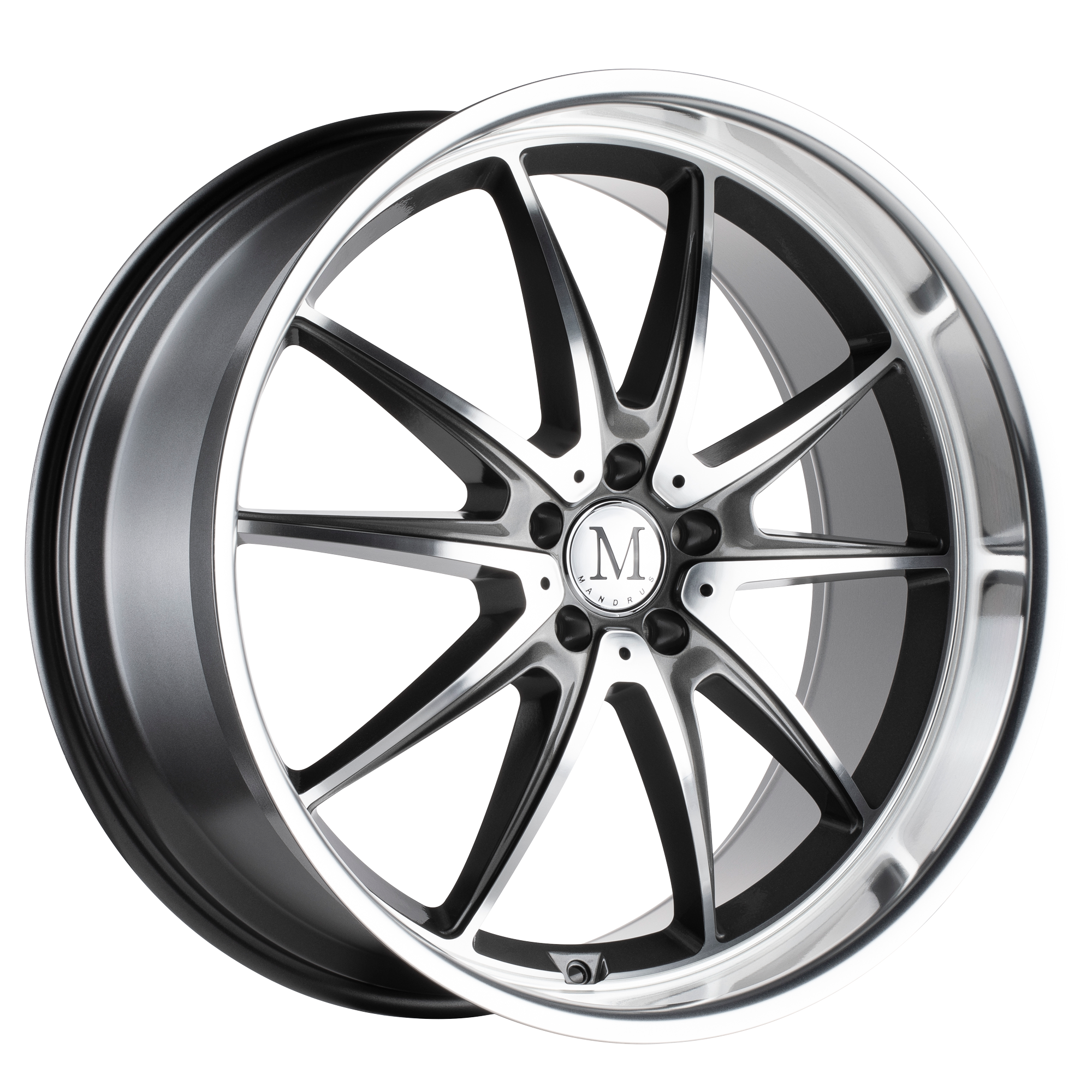 Mandrus 19"x9.5" Non-Chrome Gloss Gunmetal with Mirror Cut Face Custom Wheel ARSWCW1995AGT495112G66