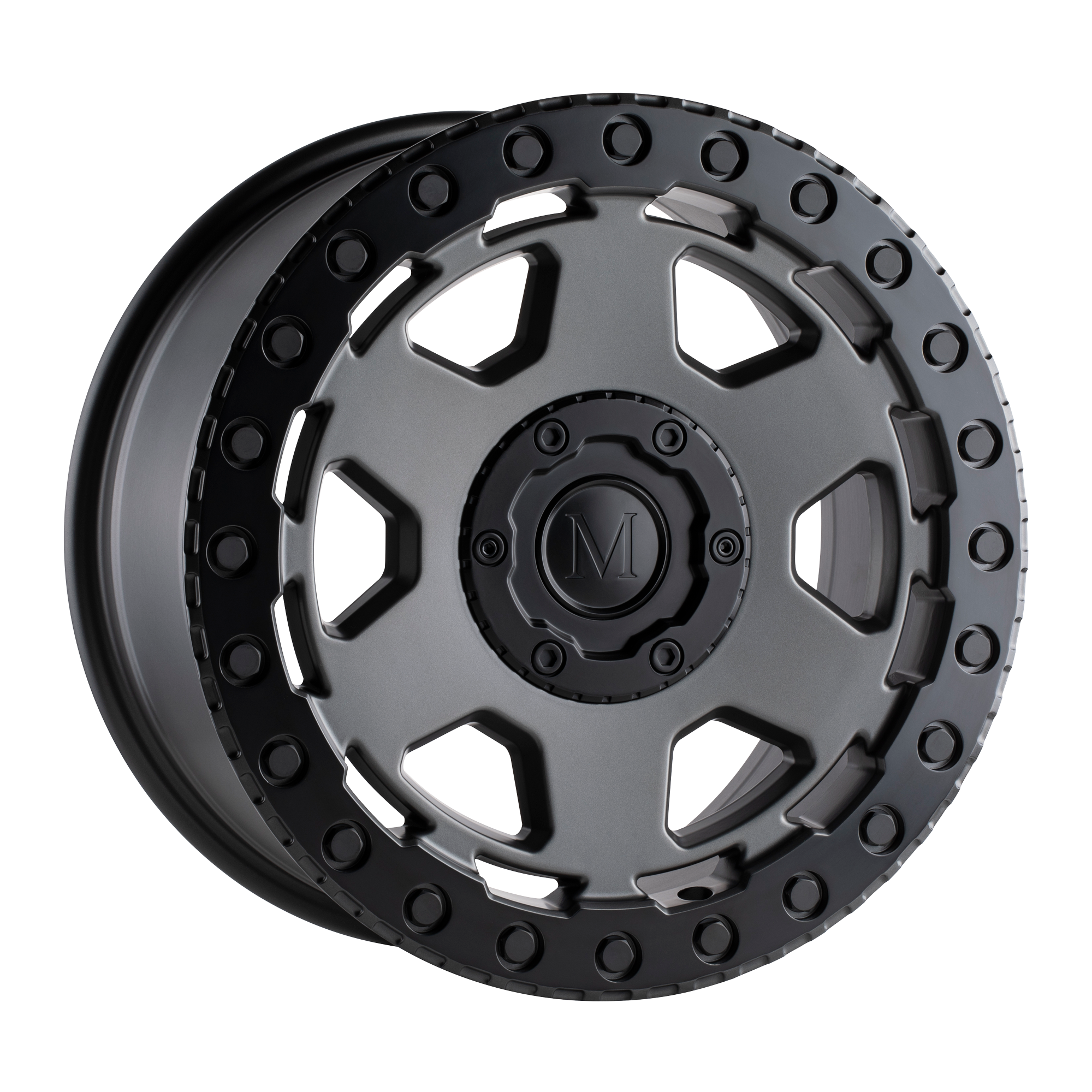 Mandrus 16"x8" Non-Chrome Matte Gunmetal with Black Lip Edge Custom Wheel ARSWCW1680FSR386130G84