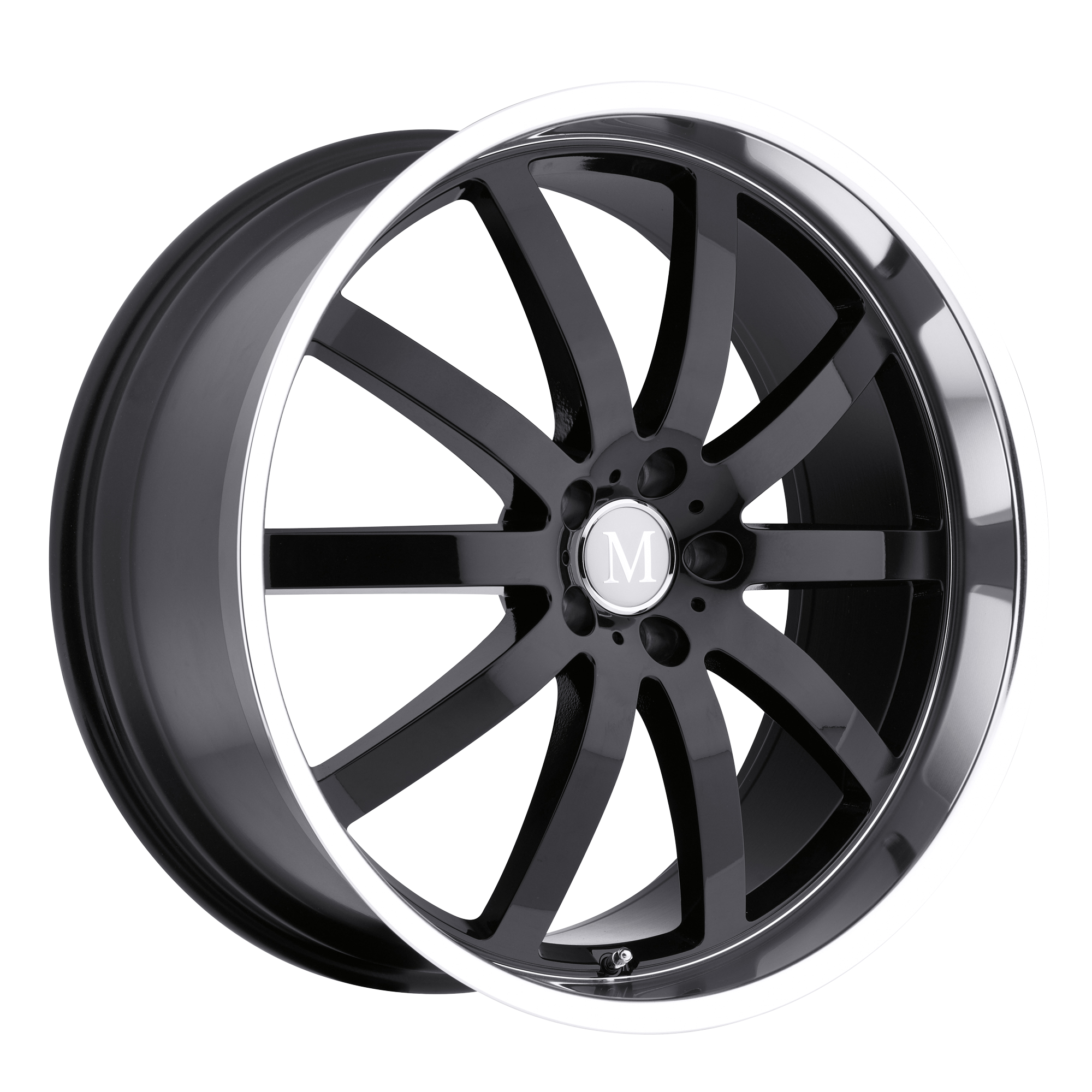 Mandrus 18"x9.5" Non-Chrome Gloss Black with Mirror Cut Lip Custom Wheel ARSWCW1895MAW355112B66
