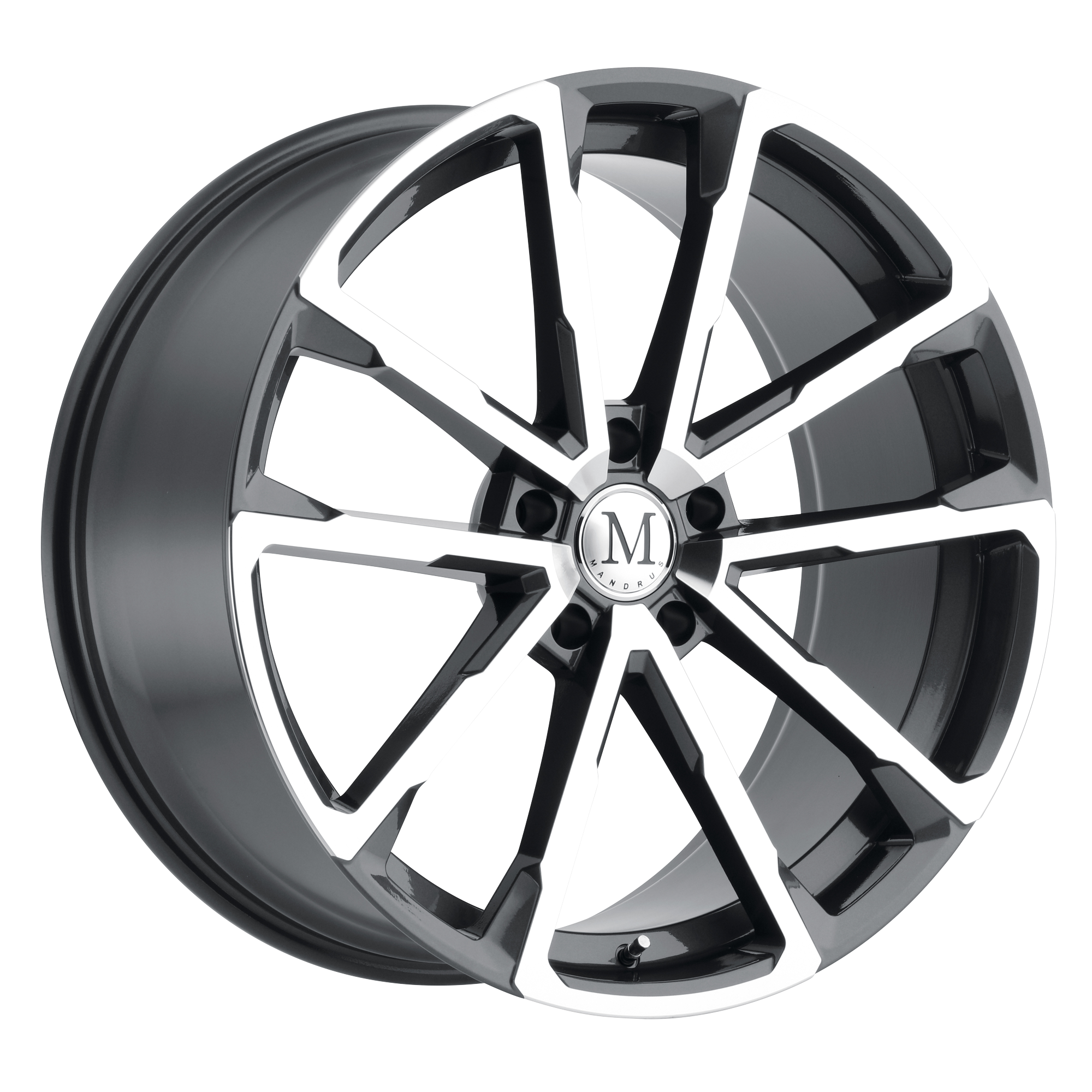 Mandrus 22"x10.5" Non-Chrome Gloss Gunmetal with Mirror Cut Face Custom Wheel ARSWCW2205WLF355130G84