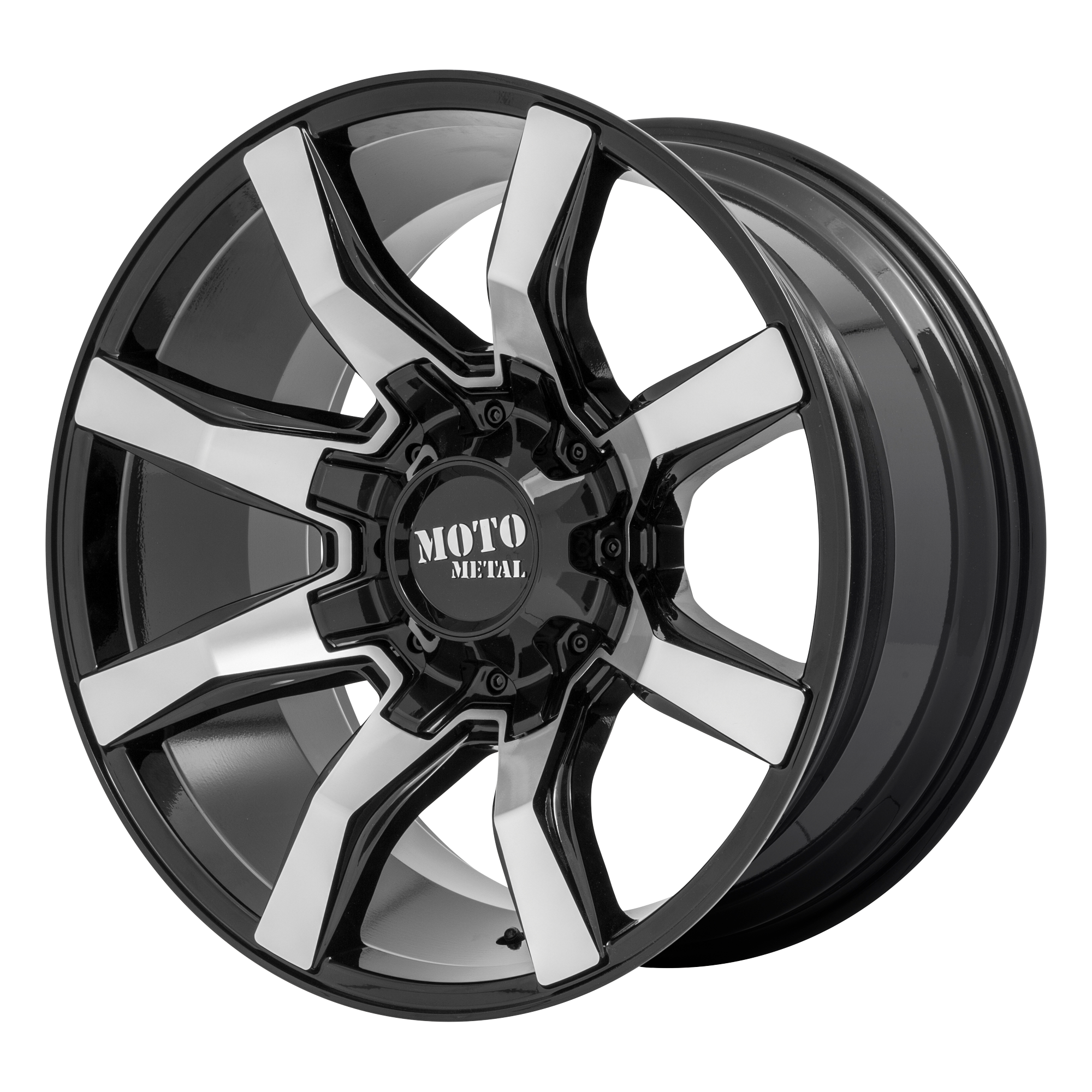 Moto Metal 22"x12" Non-Chrome Gloss Black Machined Custom Wheel ARSWCWMO80422280544N