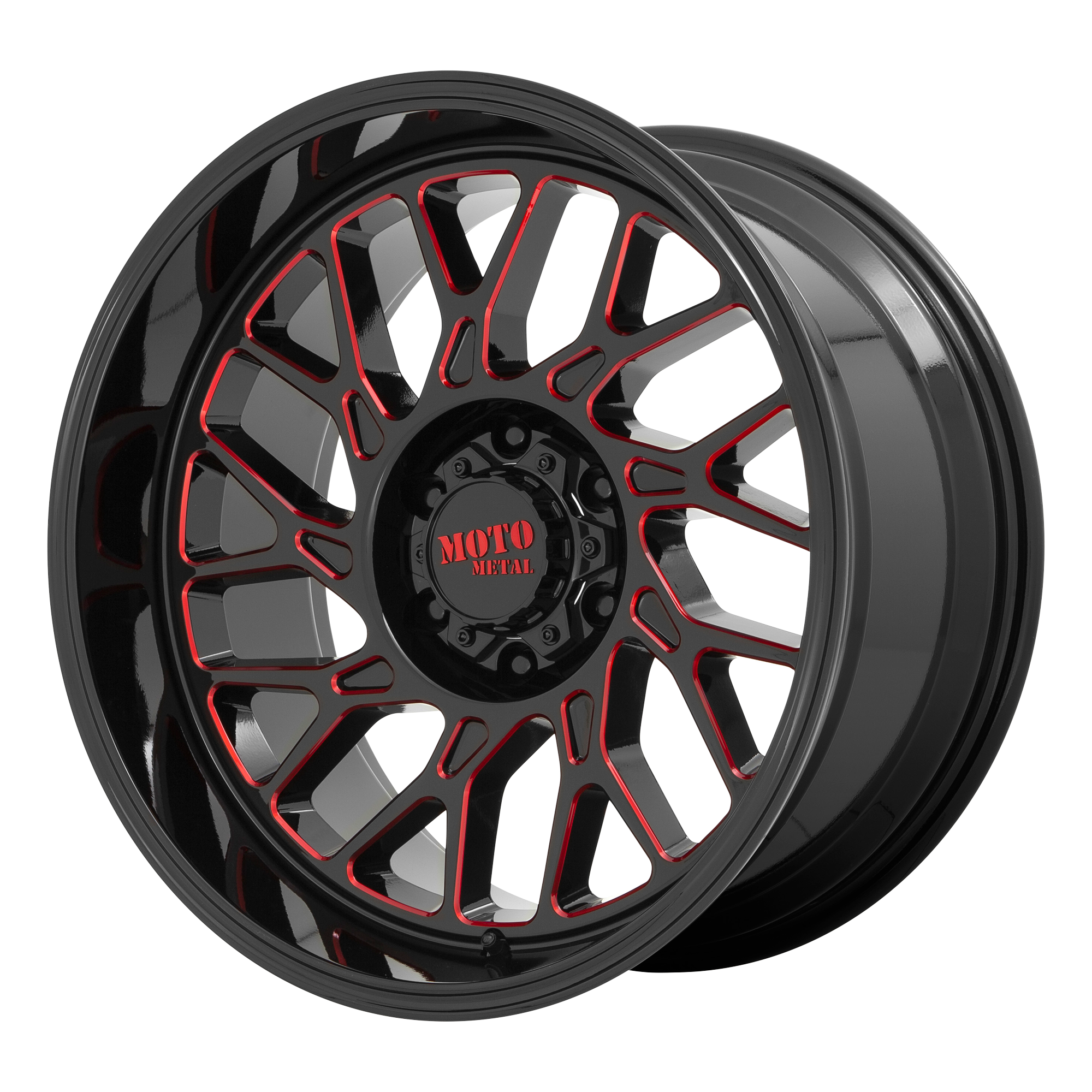 Moto Metal 22"x10" Non-Chrome Gloss Black Milled With Red Tint Custom Wheel ARSWCWMO80522087918N