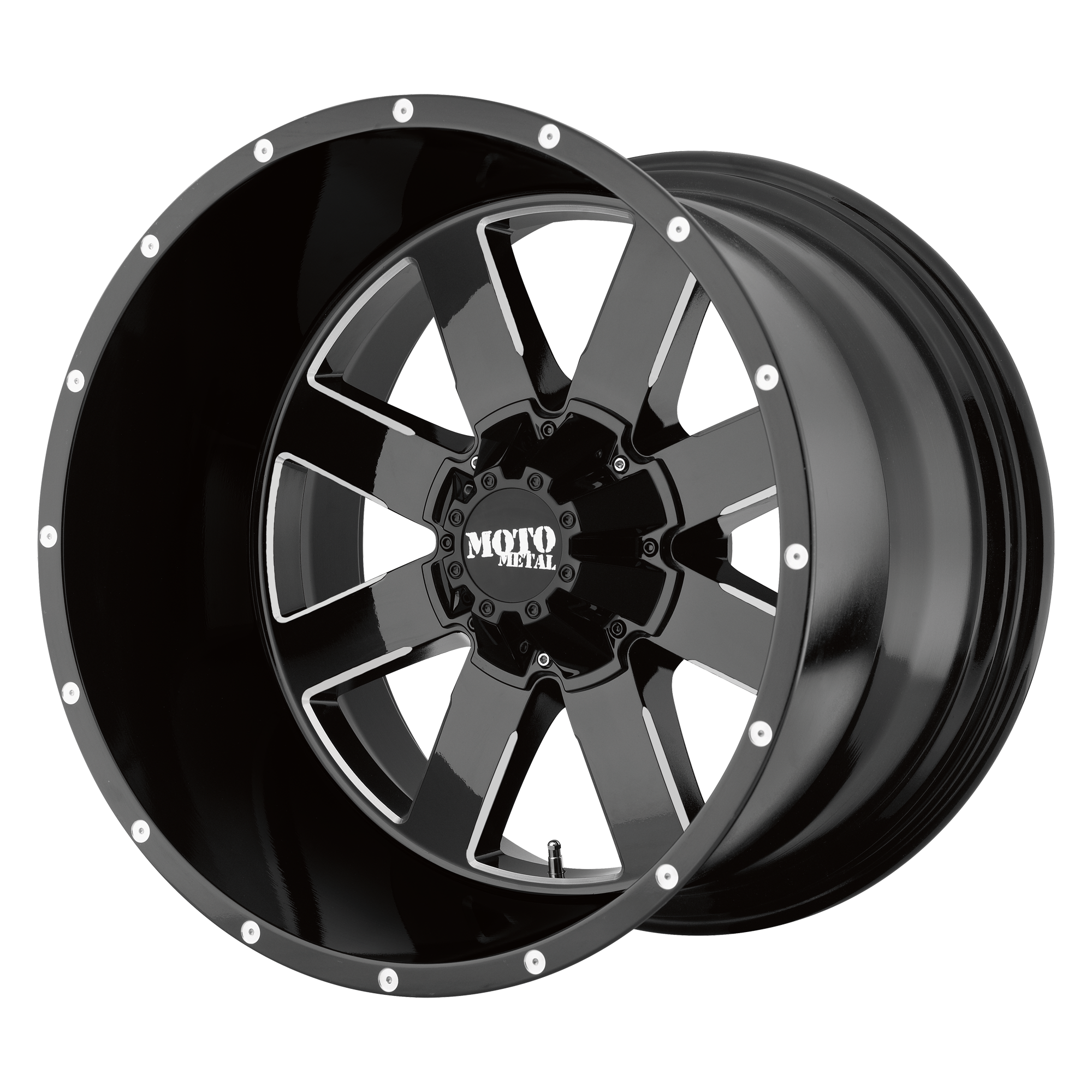 Moto Metal 20"x12" Non-Chrome Gloss Black Milled Custom Wheel ARSWCWMO96221258344N