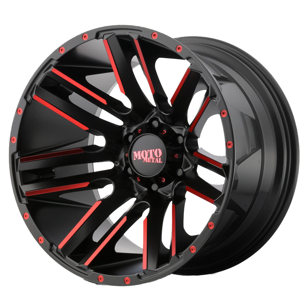Moto Metal 20"x10" Non-Chrome Satin Black Machined Red Tint Custom Wheel ARSWCWMO97821068524NRC