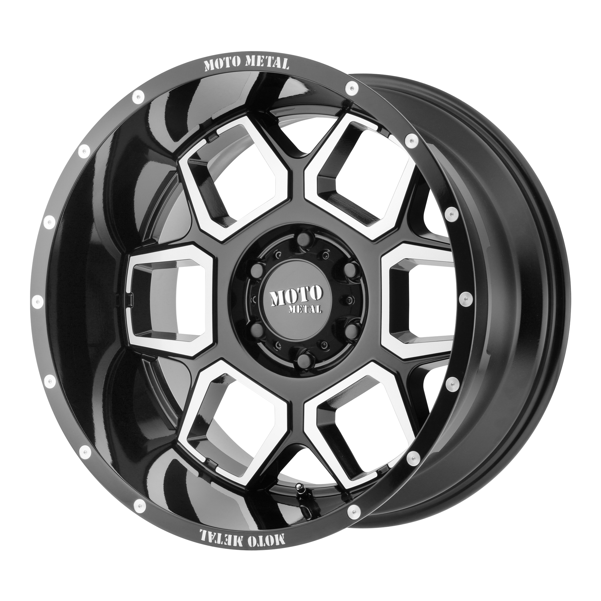 Moto Metal 20"x12" Non-Chrome Gloss Black Machined Custom Wheel ARSWCWMO98121280344N