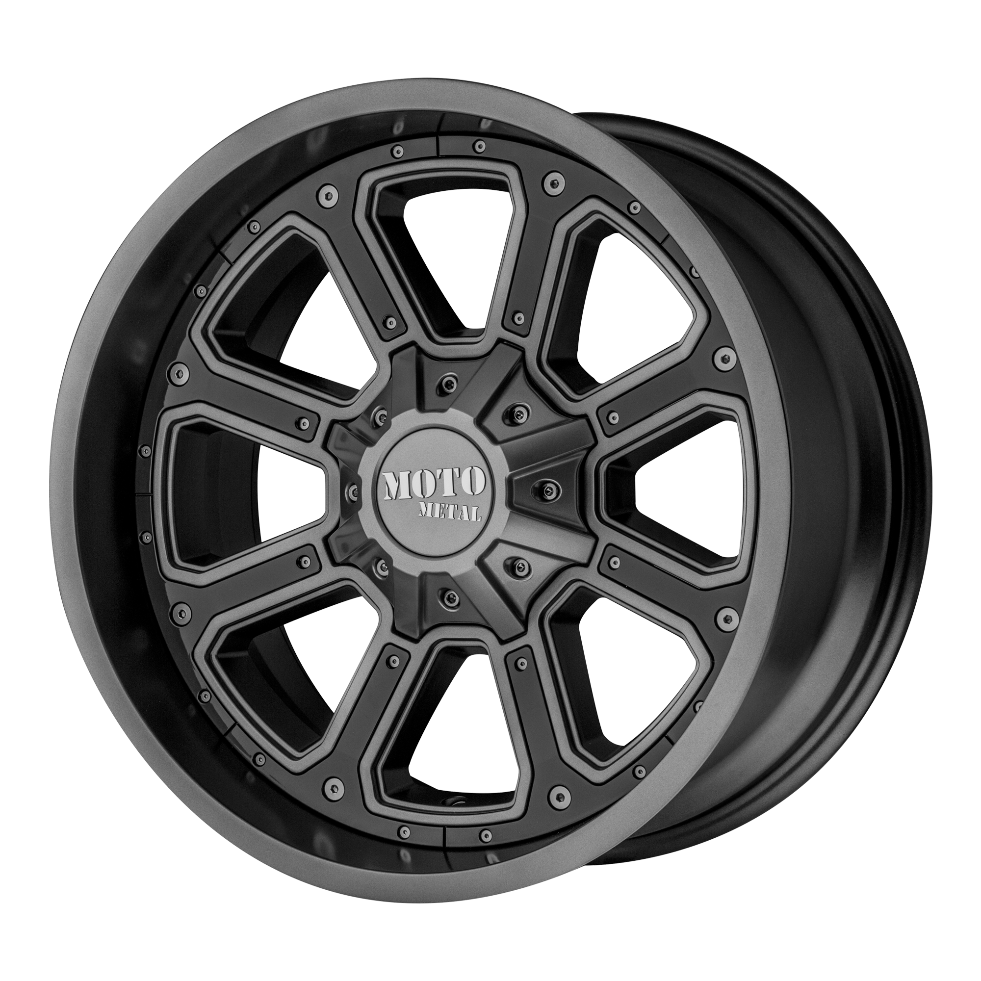 Moto Metal 20"x10" Non-Chrome Matte Gray Gloss Black Inserts Custom Wheel ARSWCWMO98421086424N