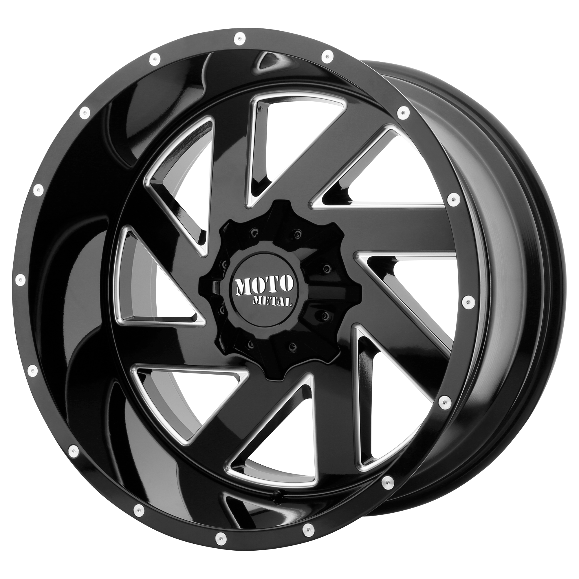 Moto Metal 22"x12" Non-Chrome Gloss Black Milled Custom Wheel ARSWCWMO98822267344N