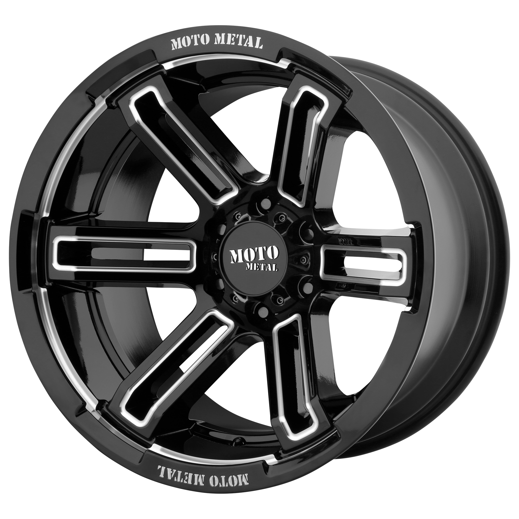 Moto Metal 20"x12" Non-Chrome Gloss Black Milled Custom Wheel ARSWCWMO99121250344N