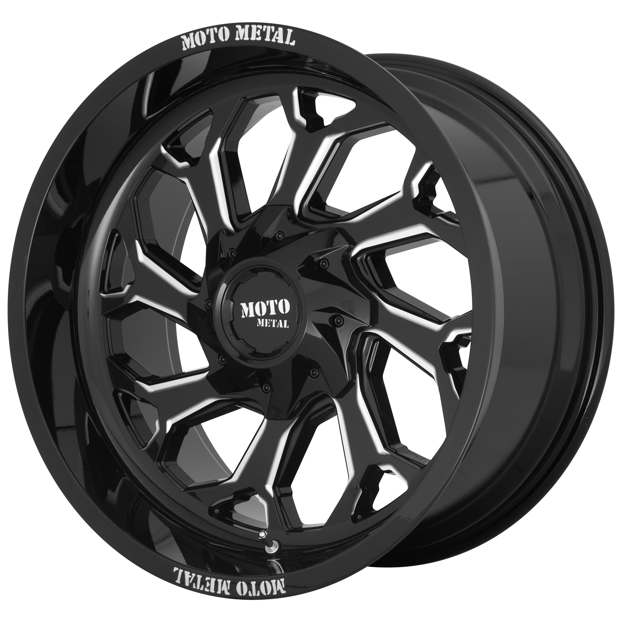 Moto Metal 22"x12" Non-Chrome Gloss Black Milled Custom Wheel ARSWCWMO99922287344N