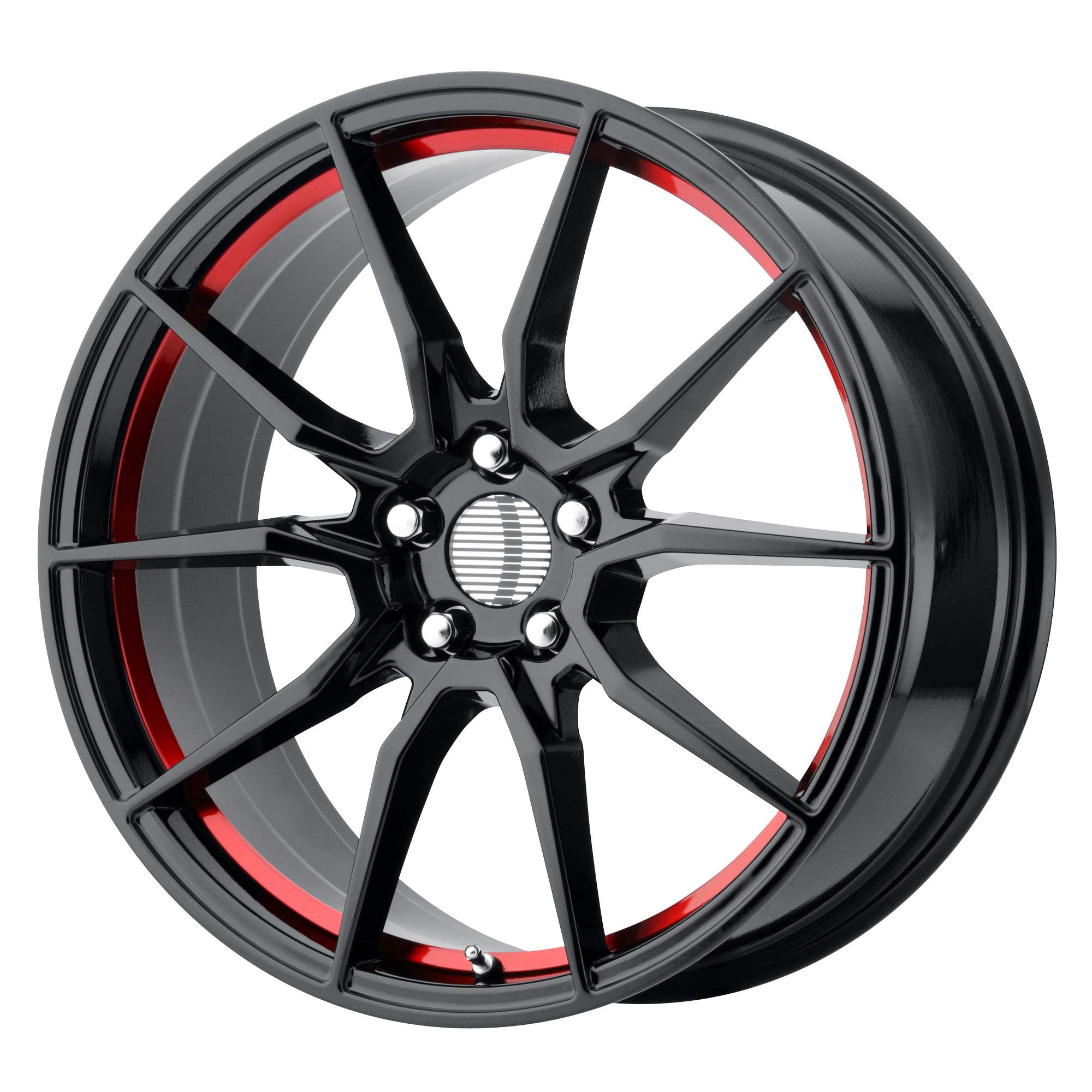 Performance Replicas 20"x10" Non-Chrome Gloss Black Red Machined Custom Wheel ARSWCW193RS216540