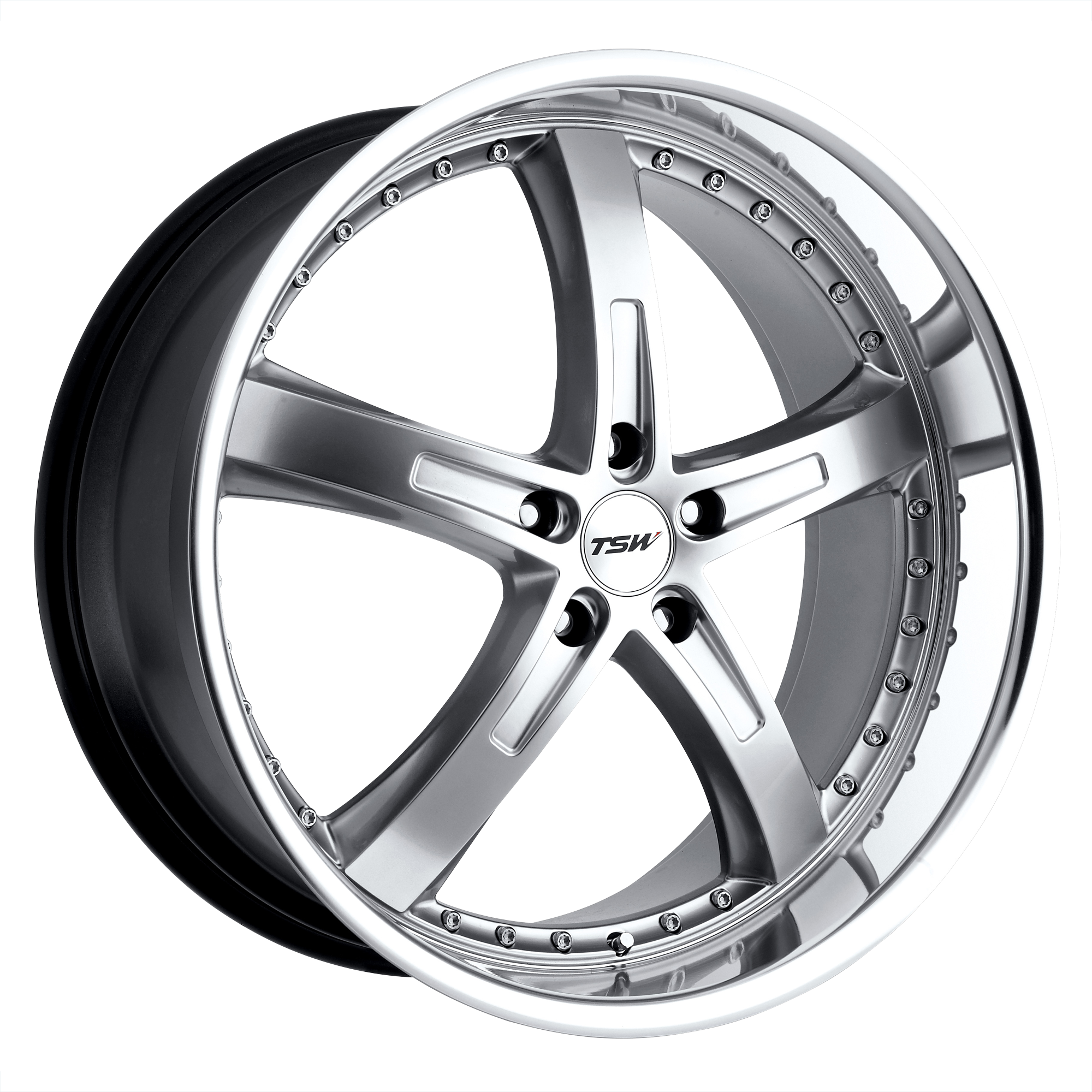 TSW 18"x8" Non-Chrome Hyper Silver with Mirror Cut Lip Custom Wheel ARSWCW1880JAR405114S76