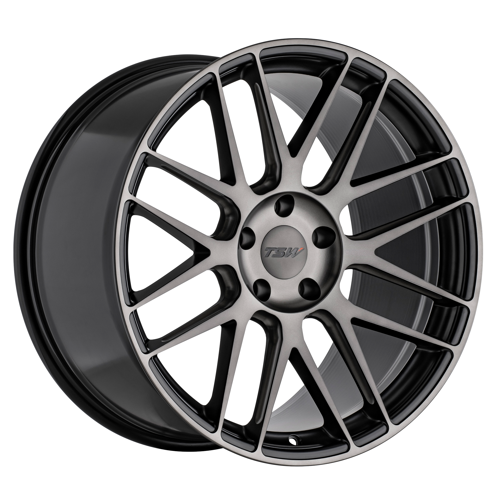 TSW 19"x9.5" Non-Chrome Semi Gloss Black Milled Machined Dark Tint Face Custom Wheel ARSWCW1995NRD405120F76