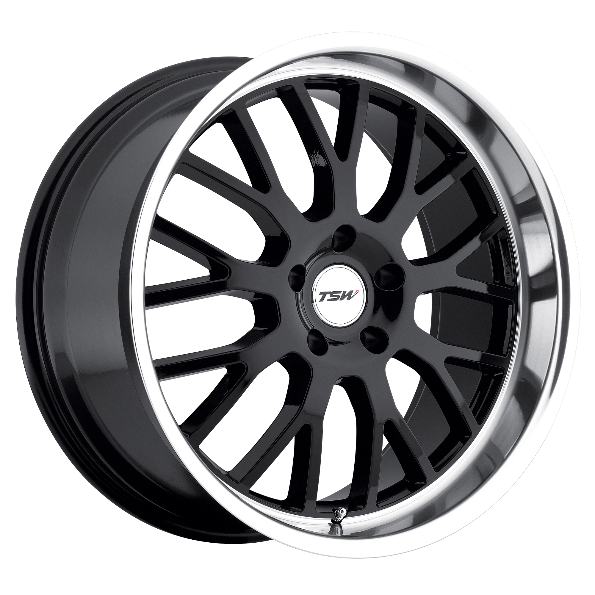 TSW 18"x8" Non-Chrome Gloss Black with Mirror Cut Lip Custom Wheel ARSWCW1880TRM205120B76