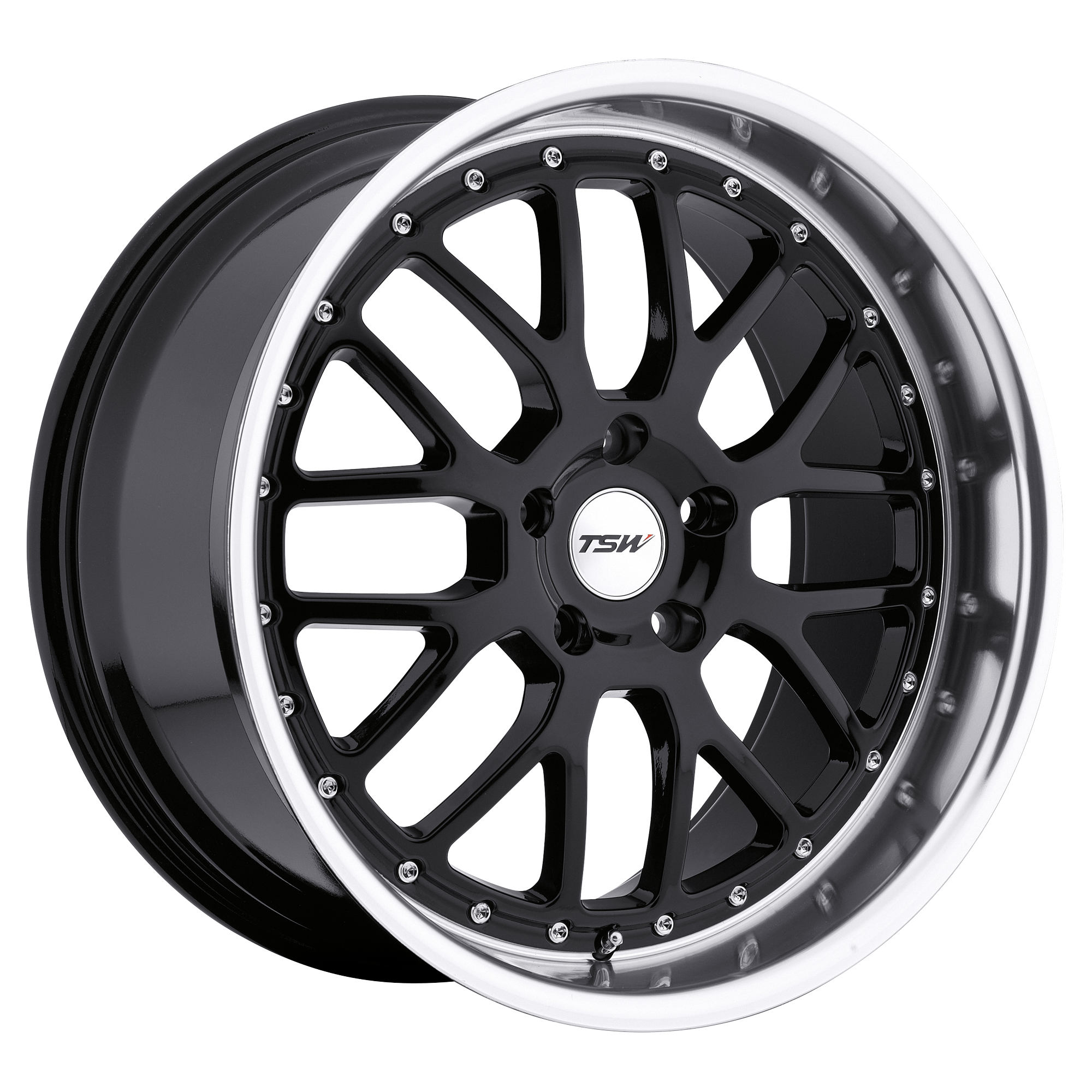 TSW 20"x8.5" Non-Chrome Gloss Black with Mirror Cut Lip Custom Wheel ARSWCW2085VAL205120B76