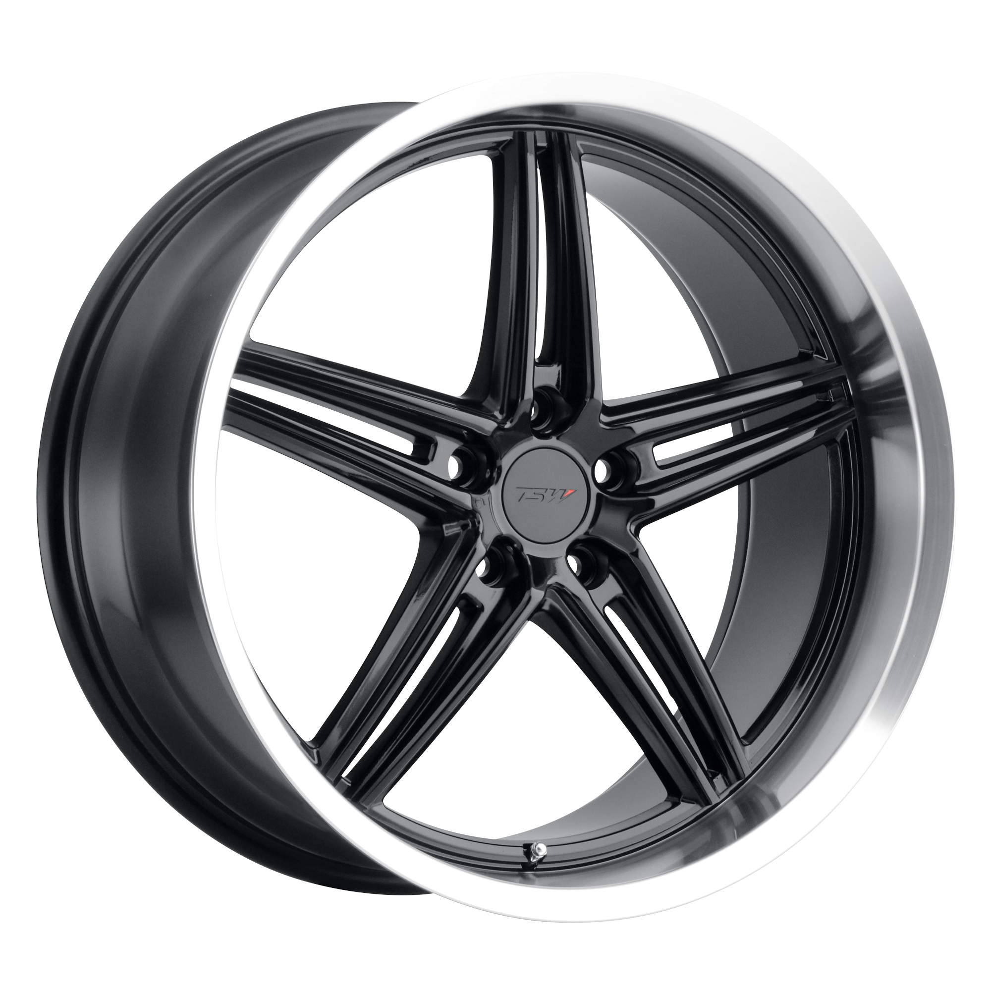 TSW 20"x8.5" Non-Chrome Gloss Black Machined Lip Custom Wheel ARSWCW2085VRT405114B76