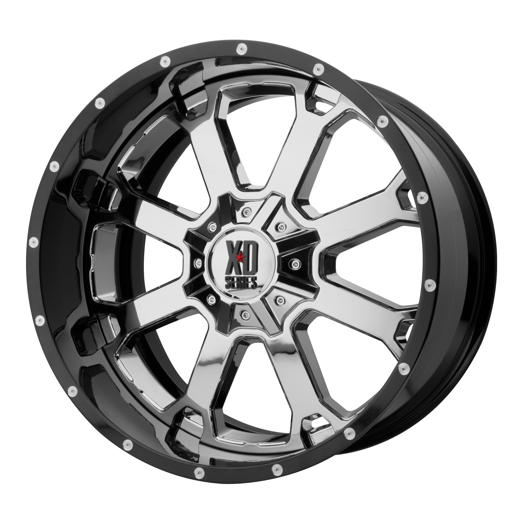 XD 20"x10" Non-Chrome Chrome Center Gloss Black Milled Lip Custom Wheel ARSWCWXD20220105018NCB