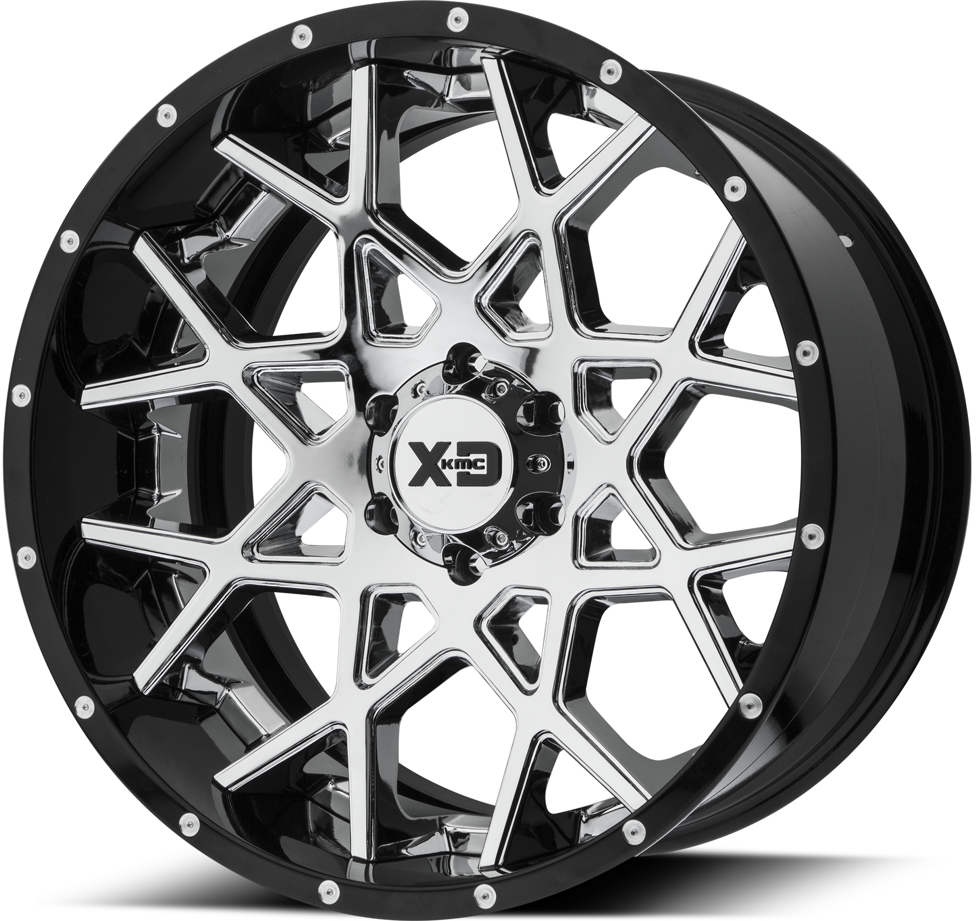 XD 22"x10" Non-Chrome Chrome Center Gloss Black Milled Lip Custom Wheel ARSWCWXD20322108518NCB