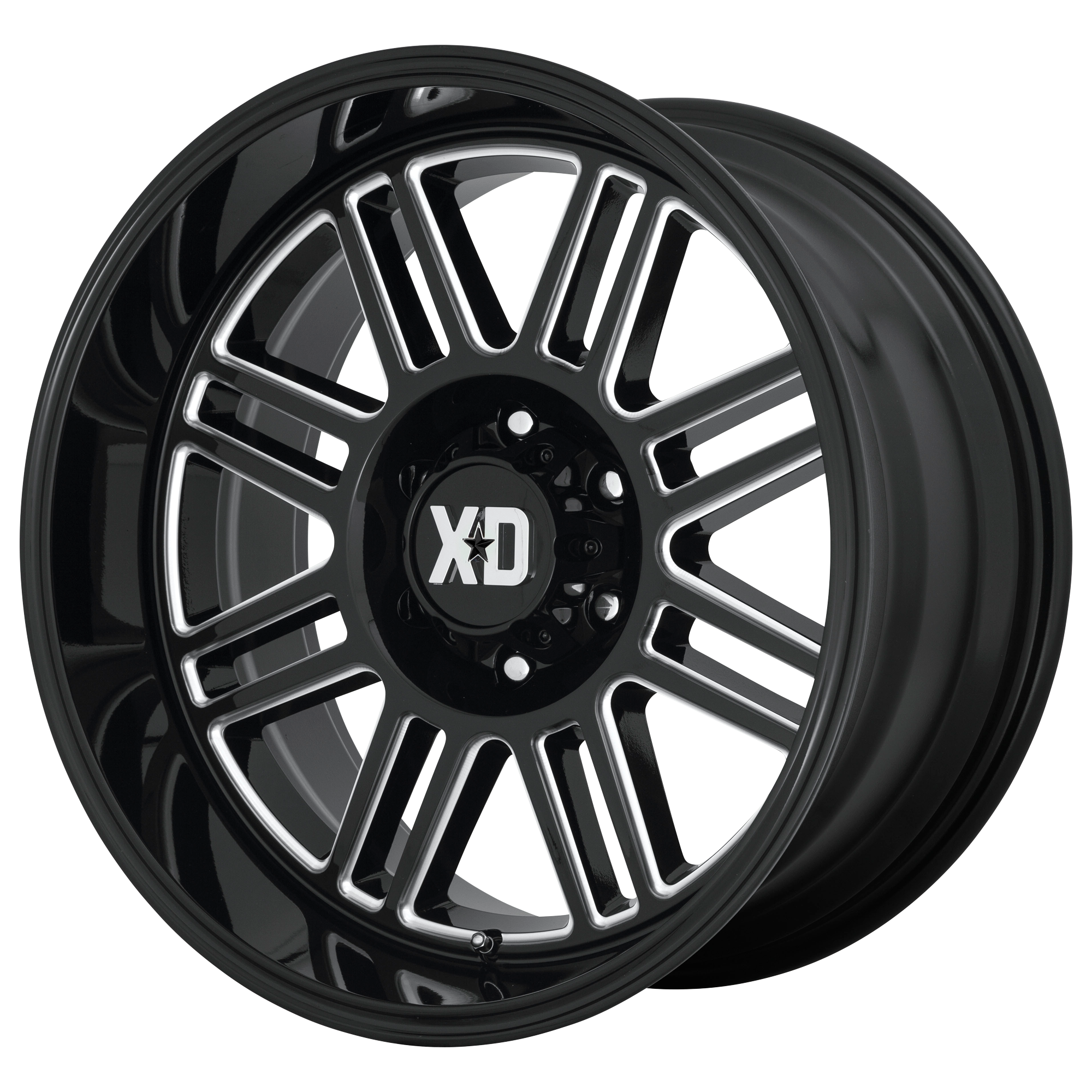 XD 22"x10" Non-Chrome Gloss Black Milled Custom Wheel ARSWCWXD85022050318N