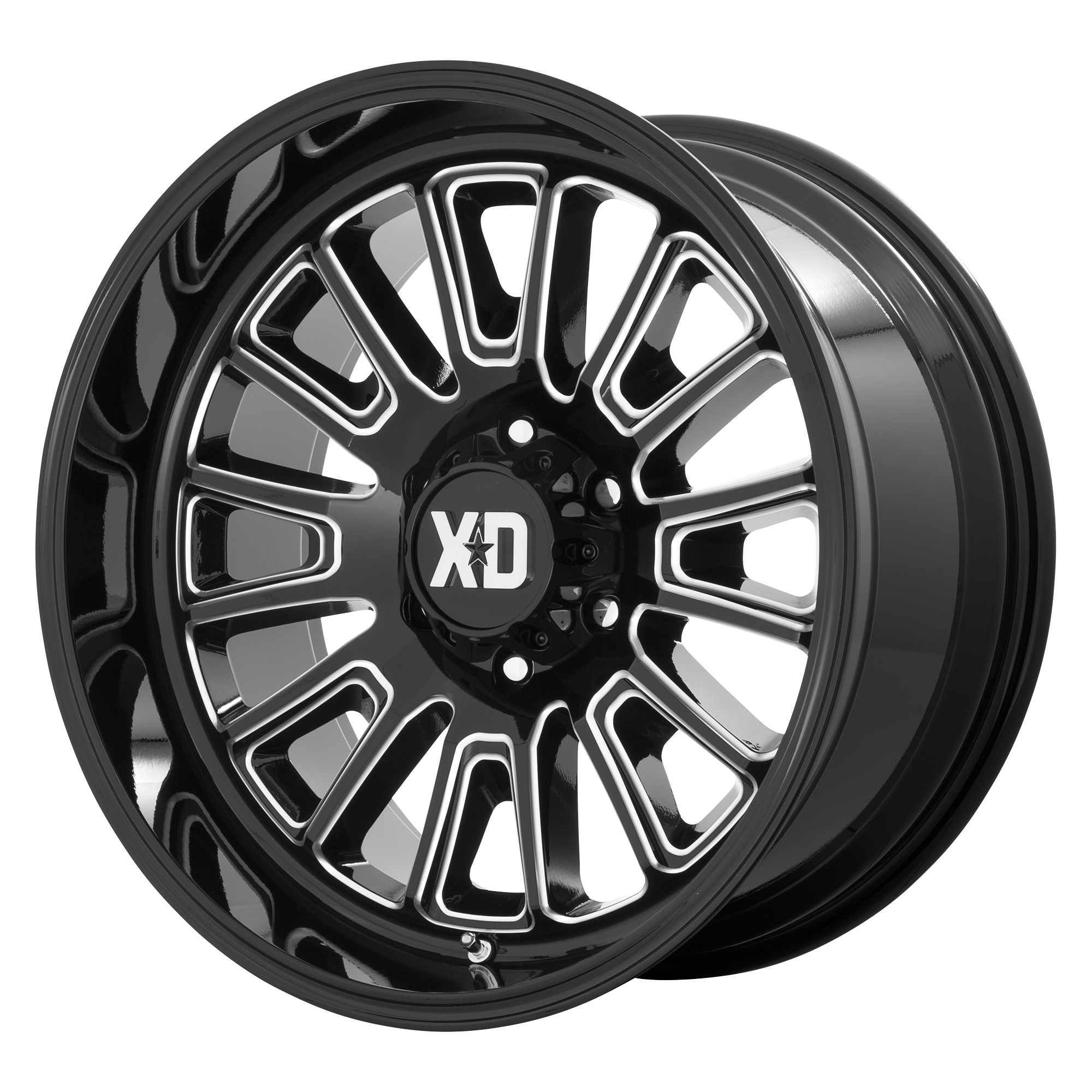 XD 24"x12" Non-Chrome Gloss Black Milled Custom Wheel ARSWCWXD86424287344N