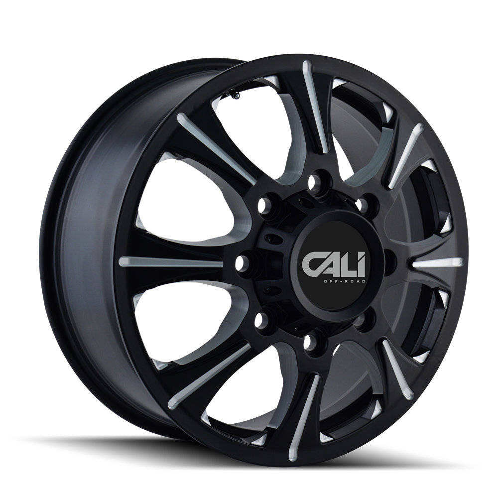 Cali Off-Road 22"x8.25" Non-Chrome Front Black/Milled Spokes Custom Wheel ARSWCW910522870BF