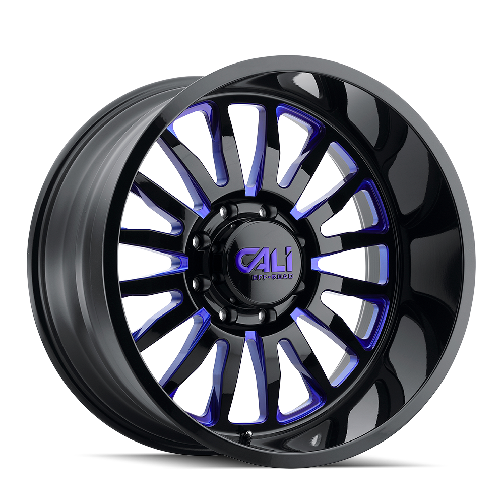 Cali Off-Road 20"x10" Non-Chrome Gloss Black/Blue Milled Spokes Custom Wheel ARSWCW91102170BTB