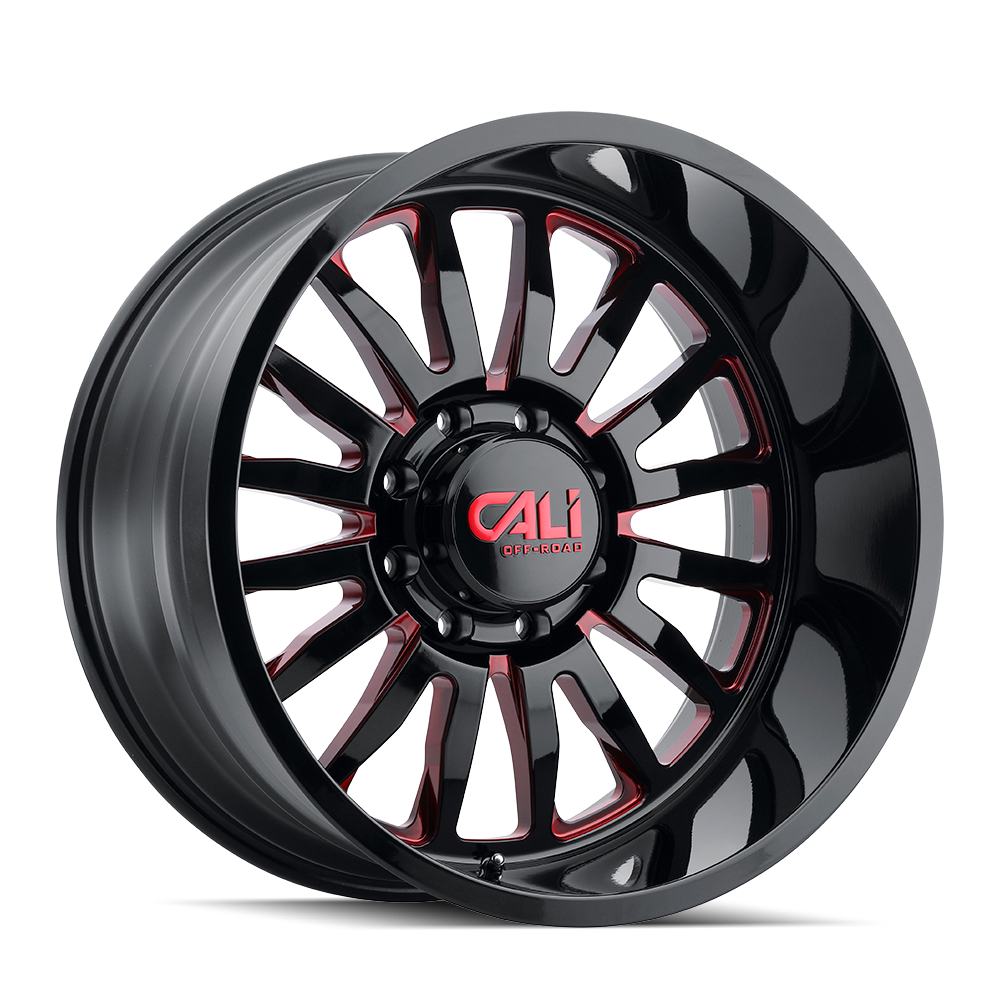 Cali Off-Road 20"x10" Non-Chrome Gloss Black/Red Milled Spokes Custom Wheel ARSWCW91102170BTR