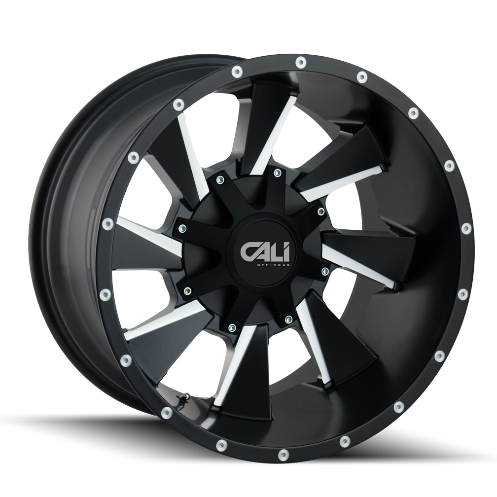 Cali Off-Road 22"x12" Non-Chrome Satin Black/Milled Spokes Custom Wheel ARSWCW910622278M