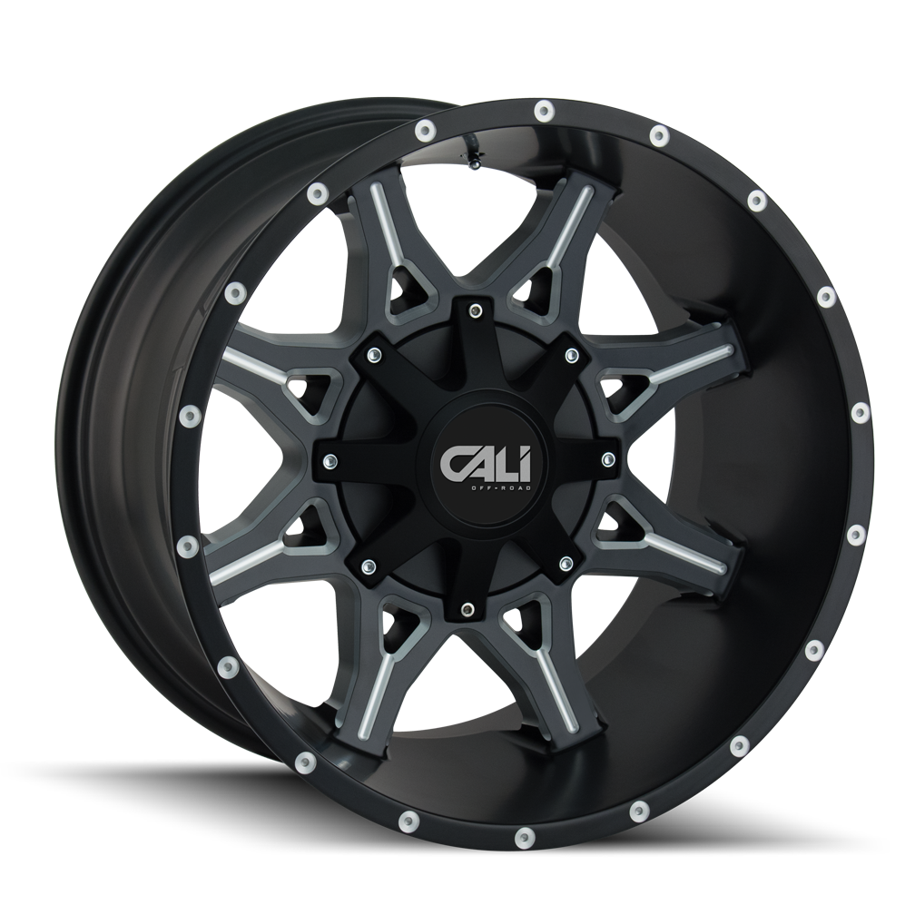 Cali Off-Road 22"x12" Non-Chrome Satin Black/Milled Spokes Custom Wheel ARSWCW910722237M