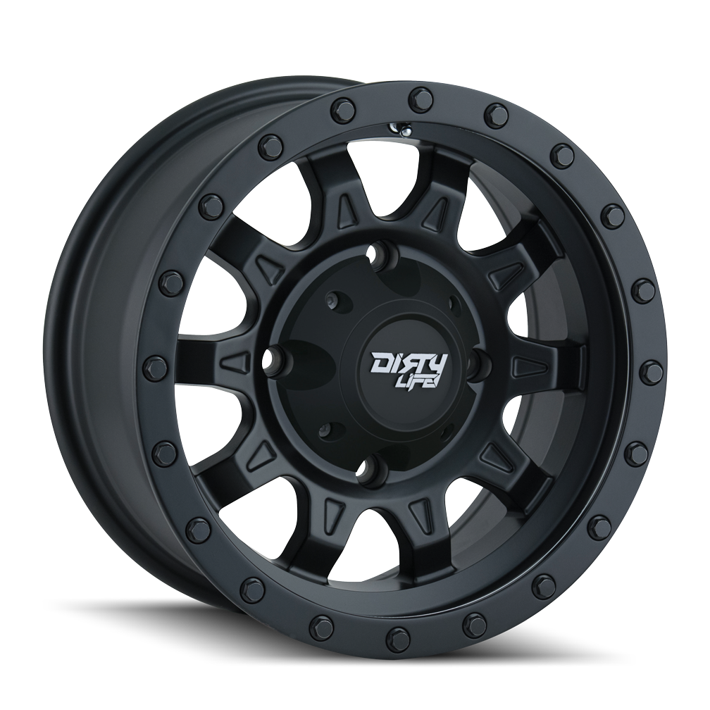 Dirty Life 15"x7" Non-Chrome Matte Black w/Simulated Ring Custom Wheel ARSWCW930157101MB