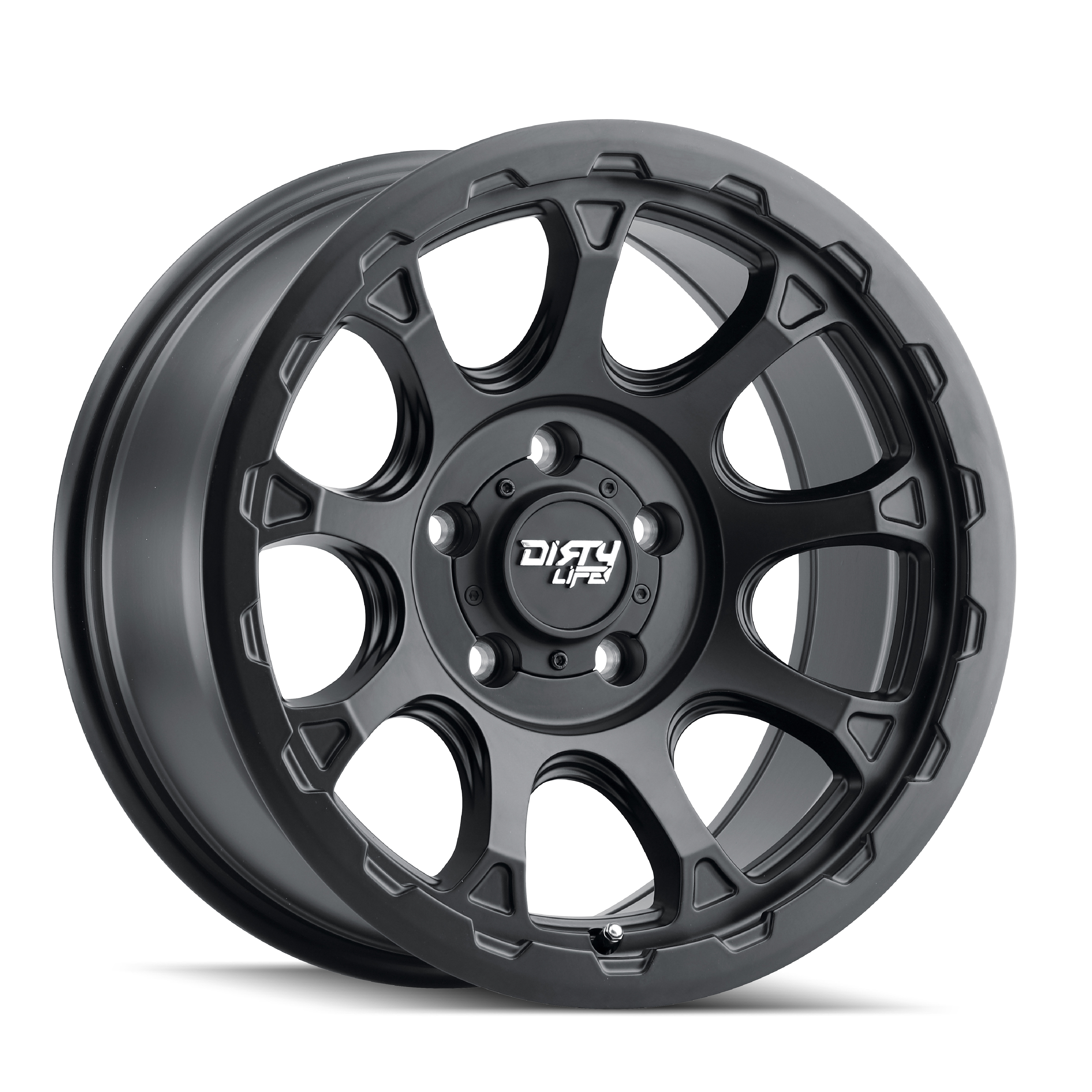 Dirty Life 17"x8.5" Non-Chrome Matte Black w/Simulated Ring Custom Wheel ARSWCW93077883MB