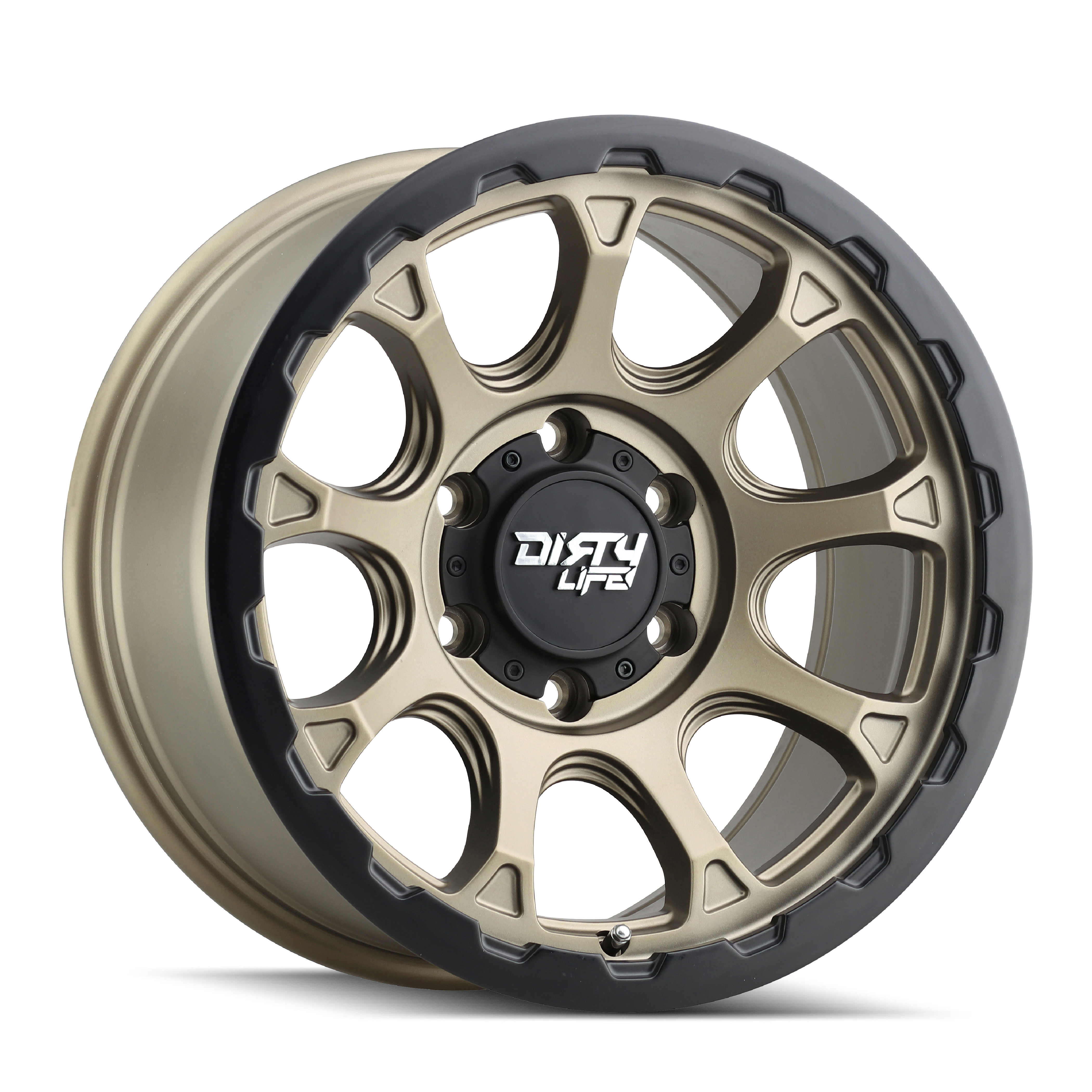 Dirty Life 17"x8.5" Non-Chrome Matte Gold w/Simulated Ring Custom Wheel ARSWCW93077873MGD