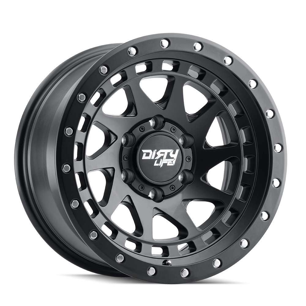 Dirty Life 17"x9" Non-Chrome Matte Black w/Simulated Ring Custom Wheel ARSWCW93117936MB38